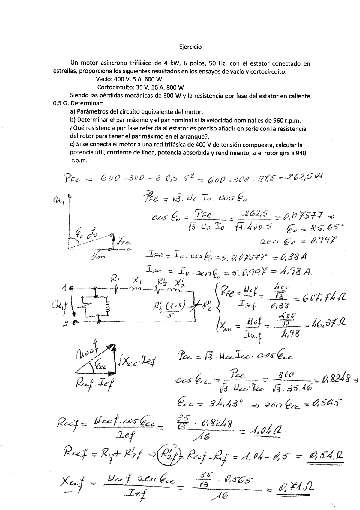 MAs-Ejercicio 3 - Ejercicio Maquinas Asincronas - Ejercicio Un Motor ...