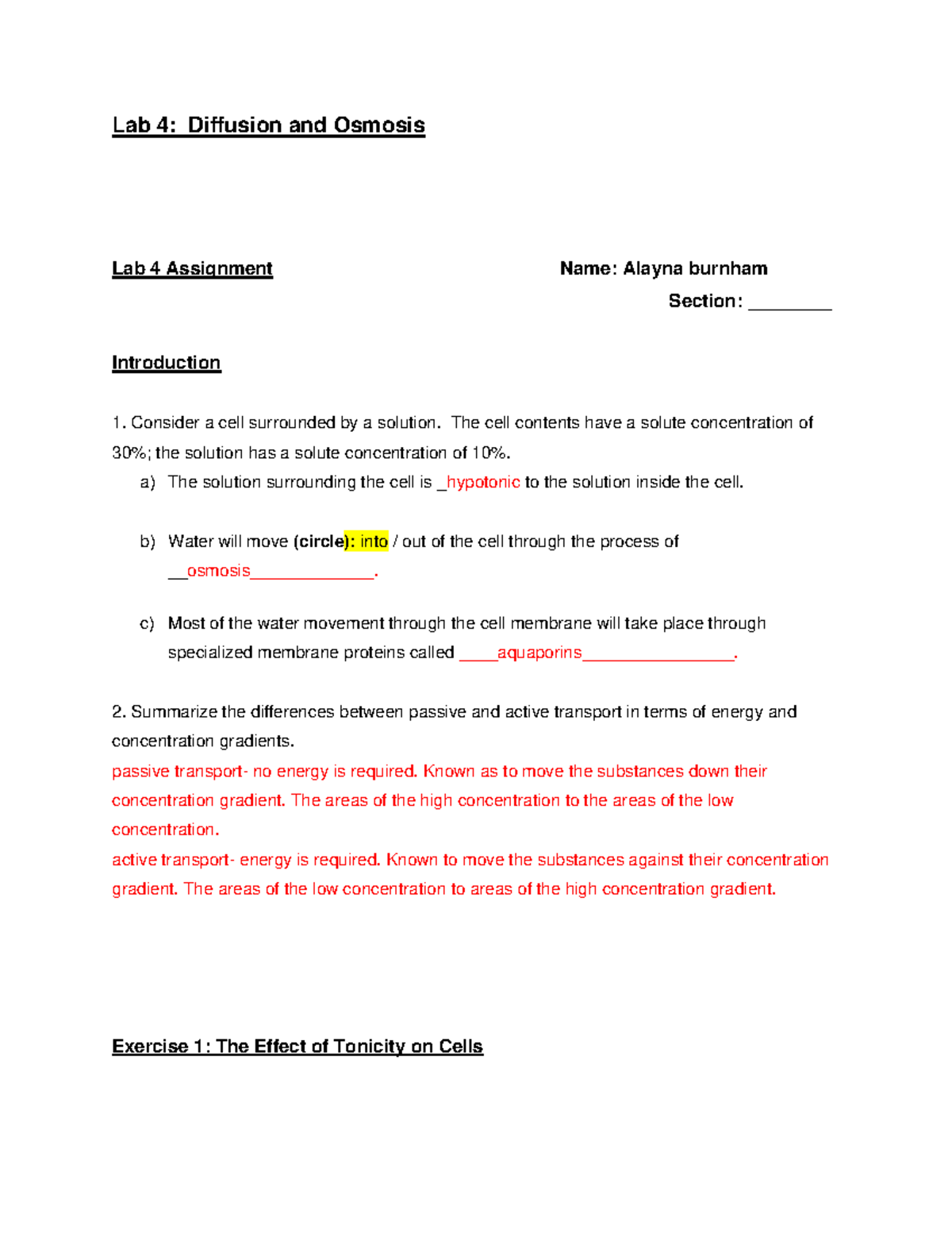 lab assignment 4 diffusion and osmosis