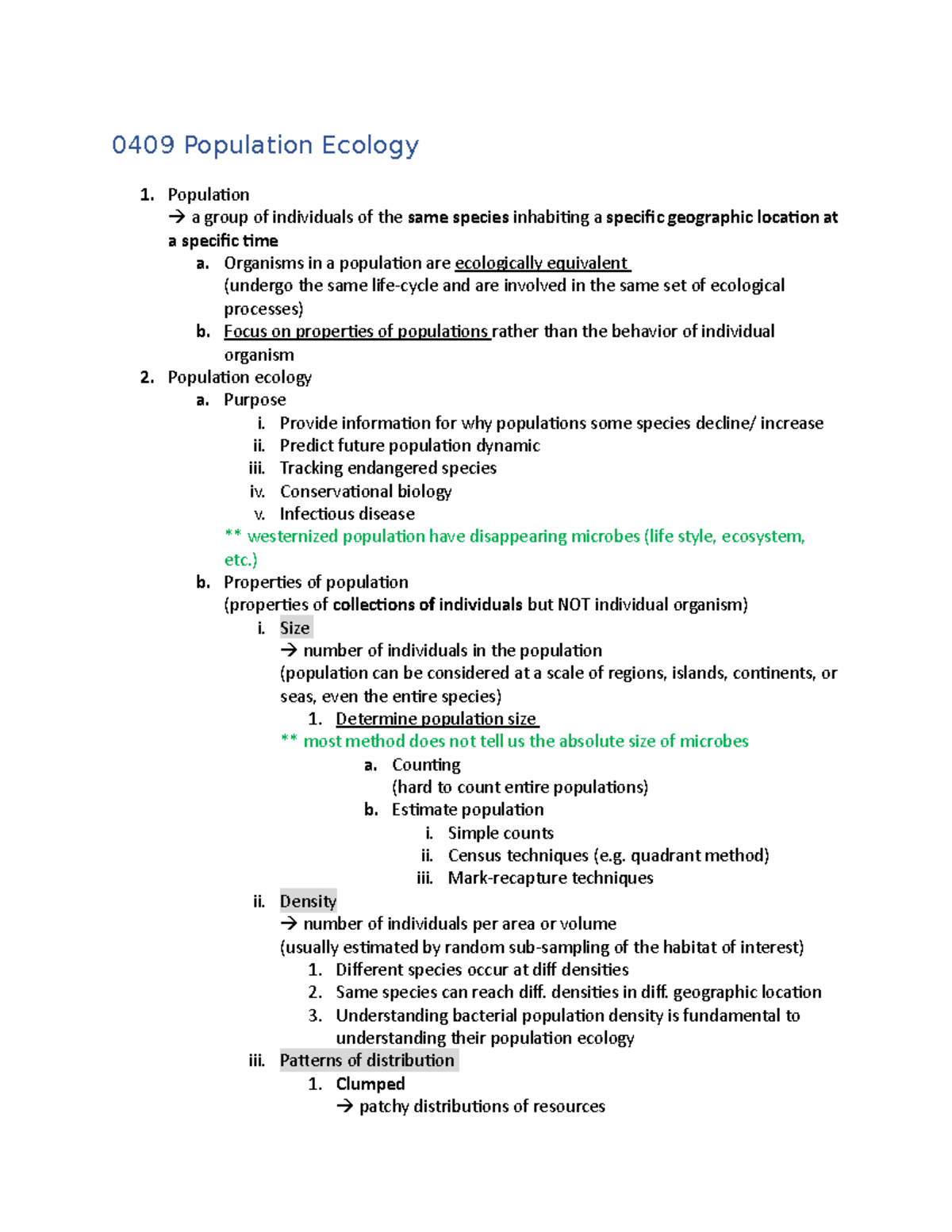 0409 Population Ecology - 0409 Population Ecology 1. Population a group ...