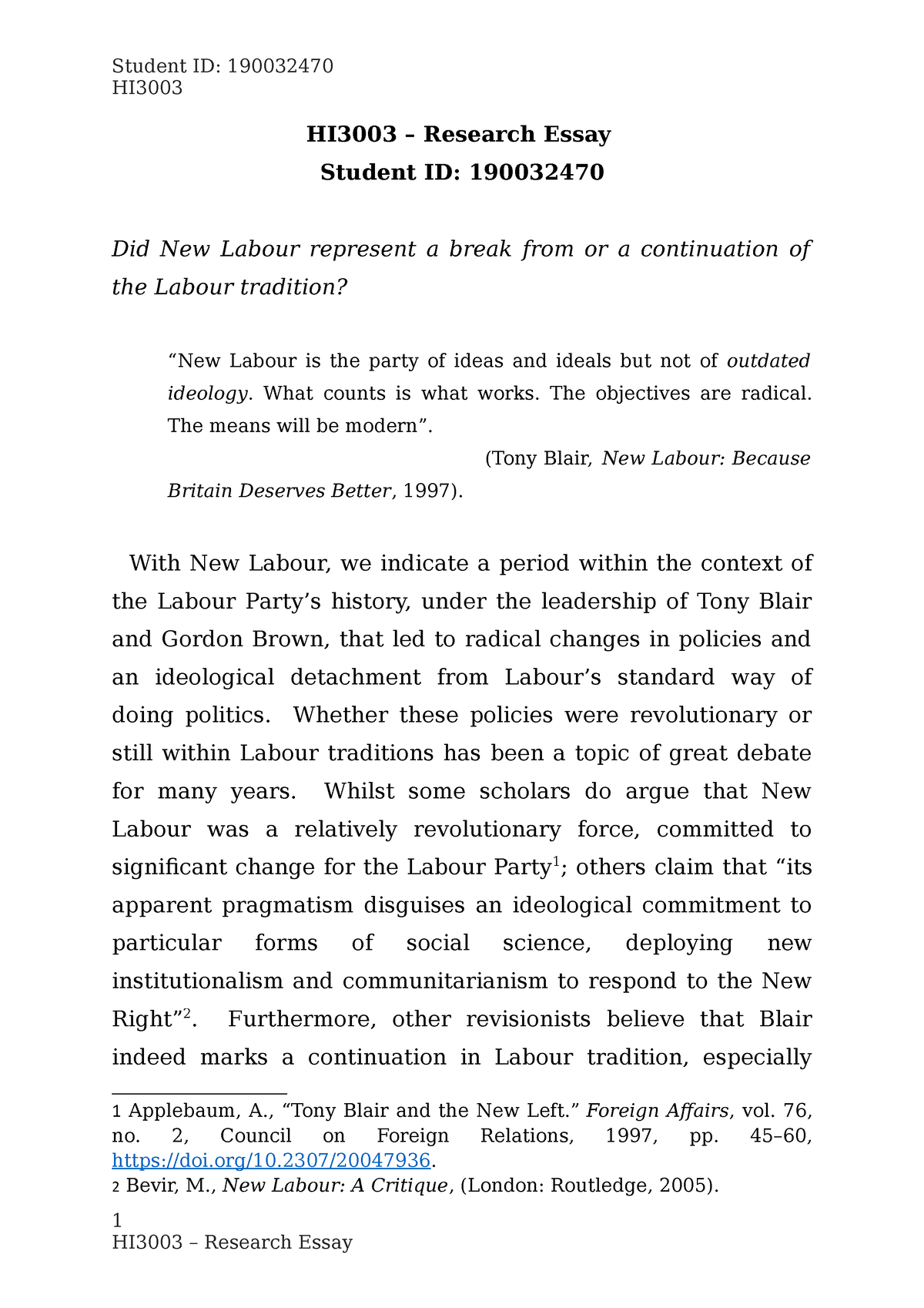 new labour essay