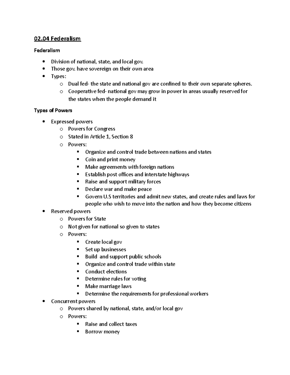US GOV UNIT 2 - 2.4 - 02 Federalism Federalism · Division of national ...