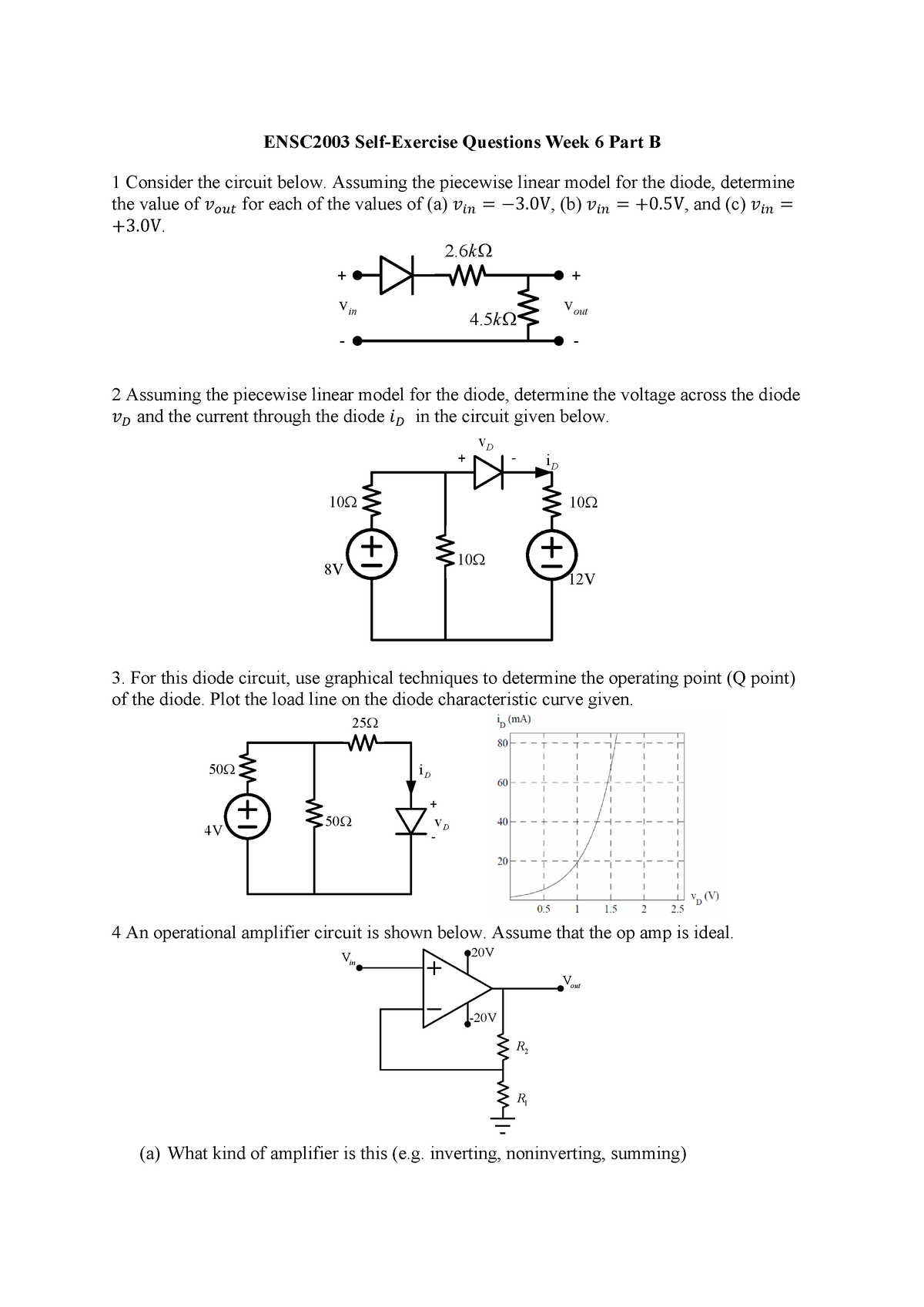 Self-exercise week 6 part B - ENSC2003 Self-Exercise Questions Week 6 ...