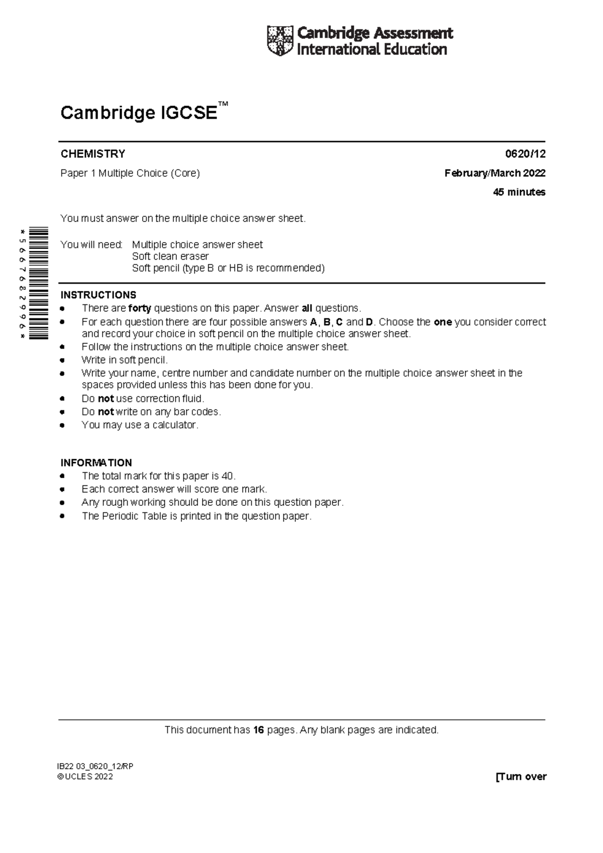 0620 m22 qp 12 - igcse chem - This document has 16 pages. Any blank ...