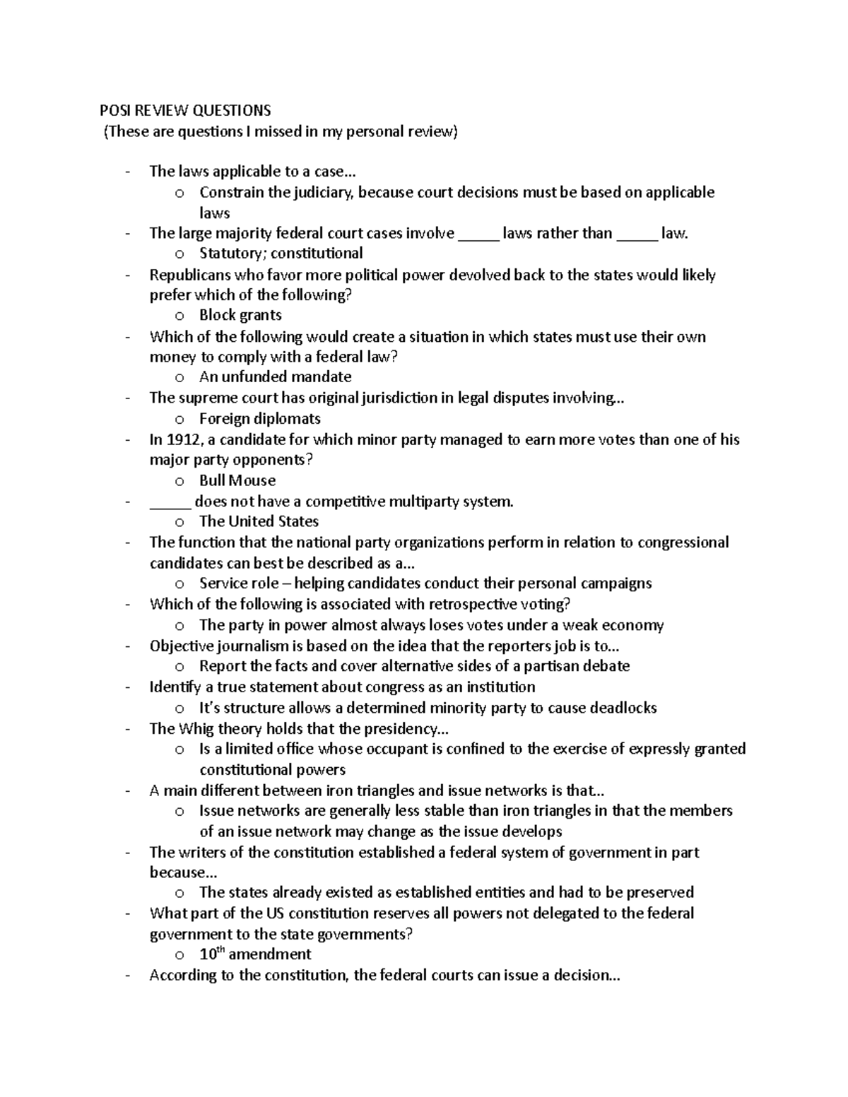 POSI Review Questions POSI REVIEW QUESTIONS (These are questions I