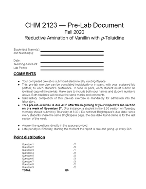 CHM2123 2022 Red Am Report - CHM 2123 — Laboratory Report Fall 2022 The ...