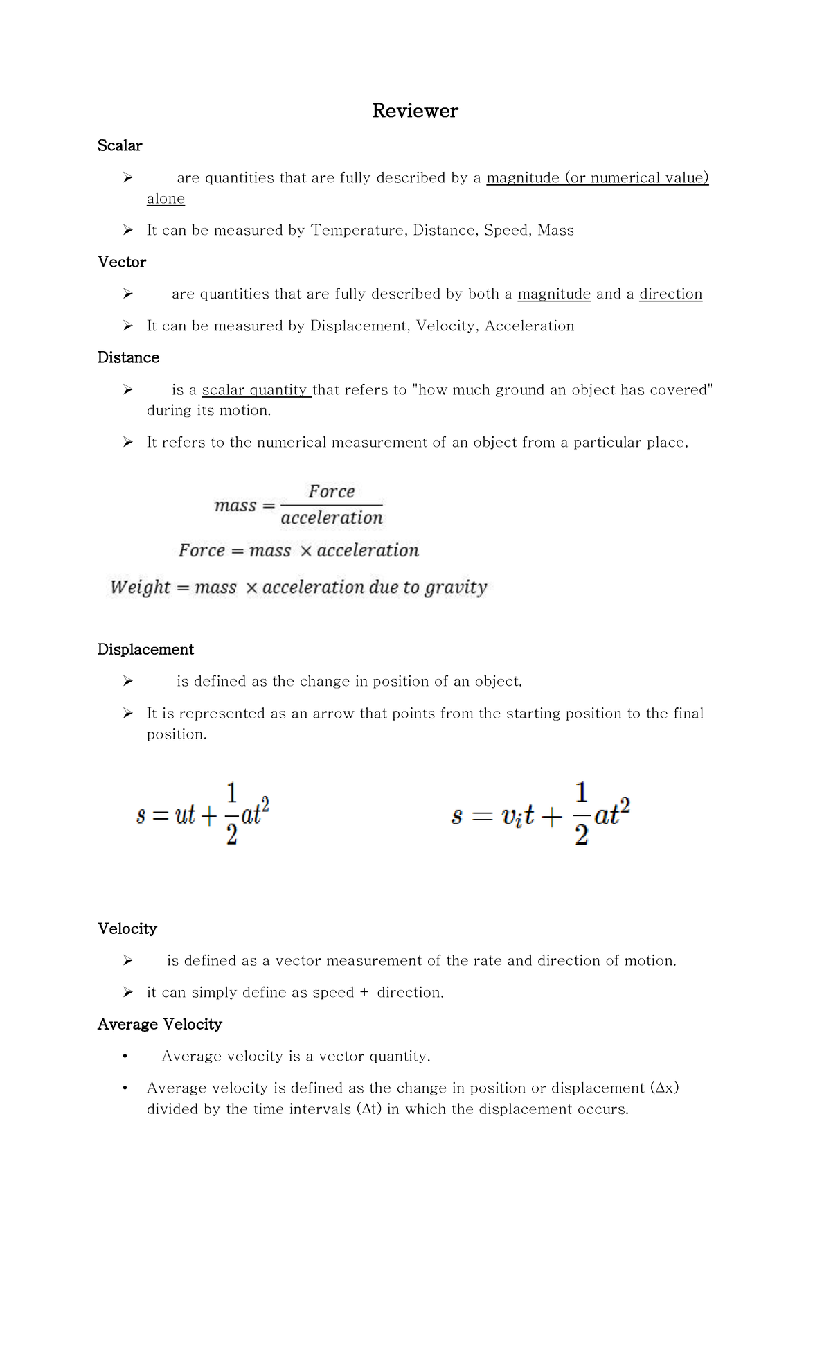 Reviewer Reviewer Scalar are quantities that are fully described by a magnitude (or numerical