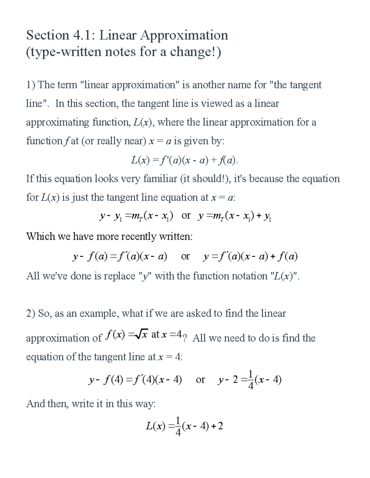 Section+4 - Si session - Section 4: Linear Approximation (type-written ...