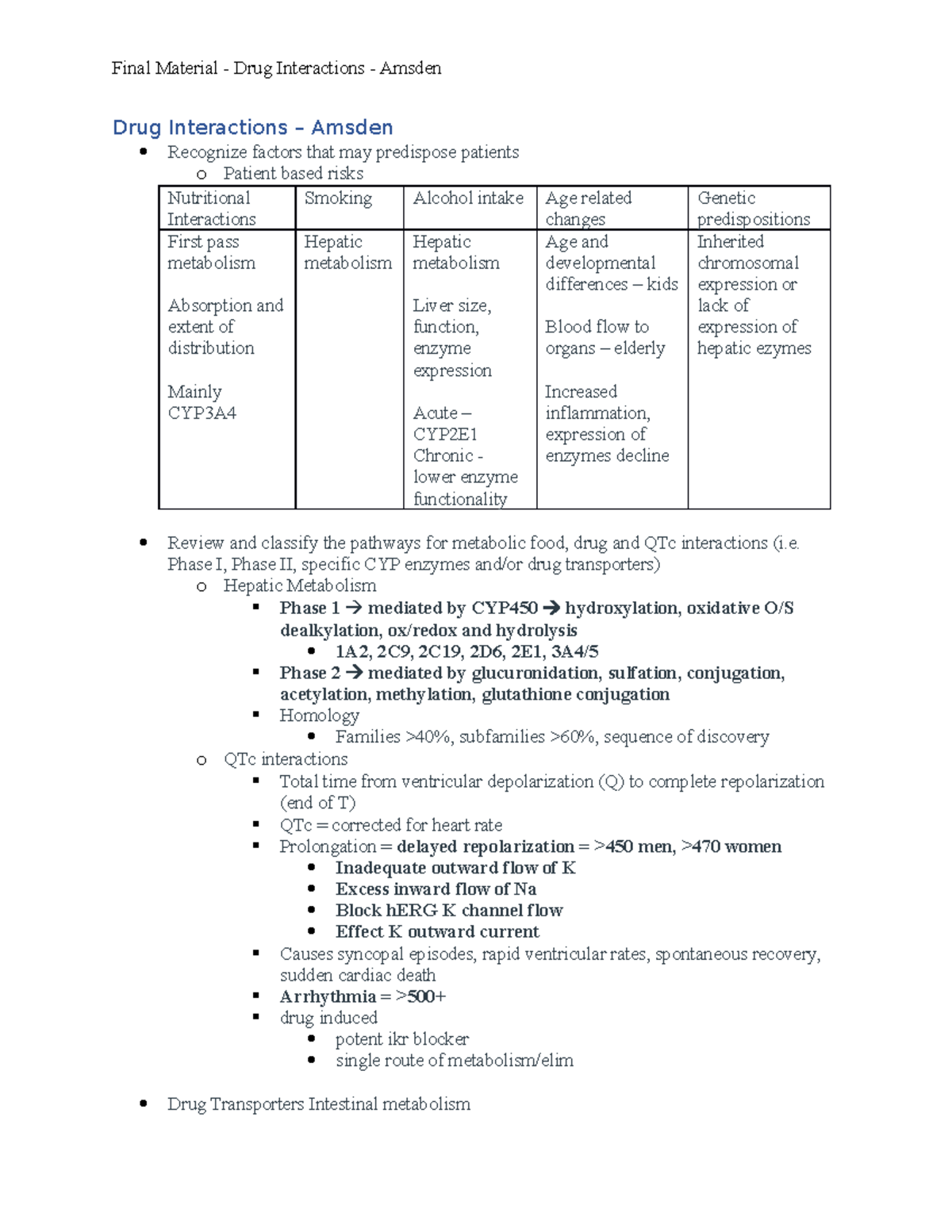 Drug Interaction Amsden Drug Interactions Amsden Recognize factors