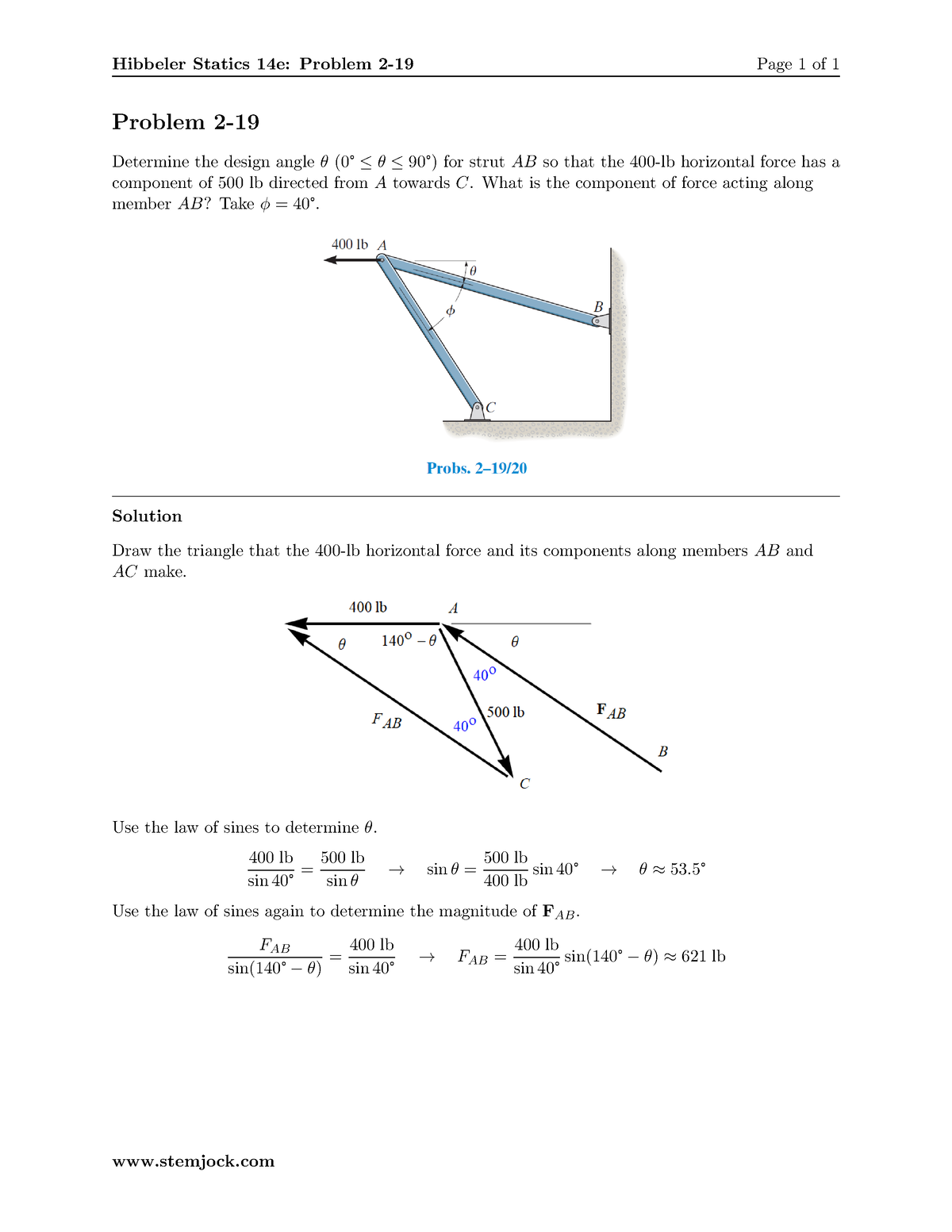 Hibbeler S 14e Ch2p19 - Sample Problem Statics - Hibbeler Statics 14e ...