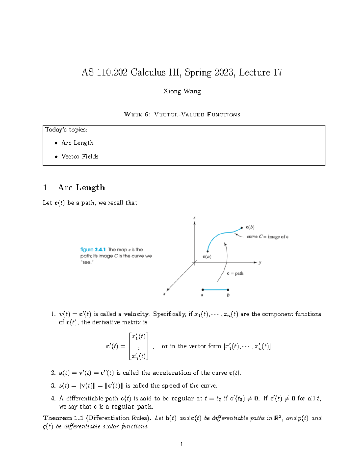 AS 110.202 Lecture 17 - AS 110 Calculus III, Spring 2023, Lecture 17 ...