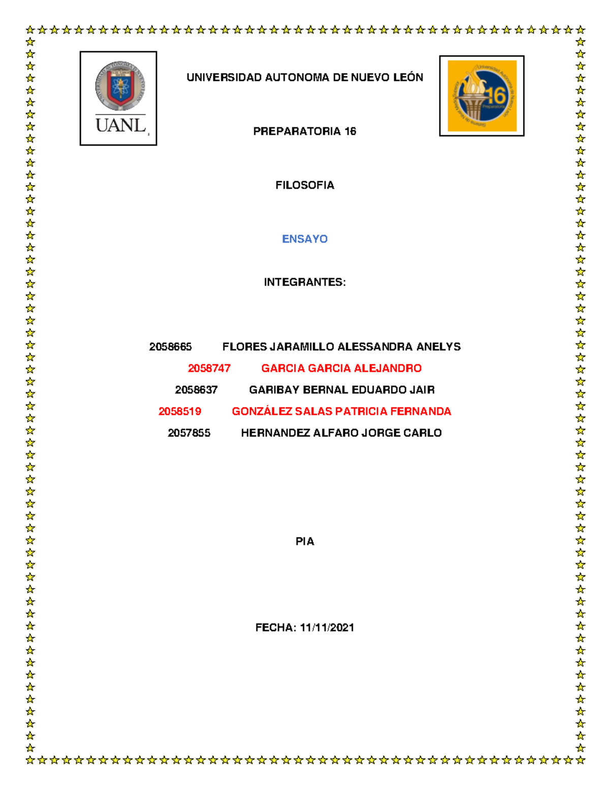 PIA Equipo 3 Filosofia - UNIVERSIDAD AUTONOMA DE NUEVO LEÓN ...