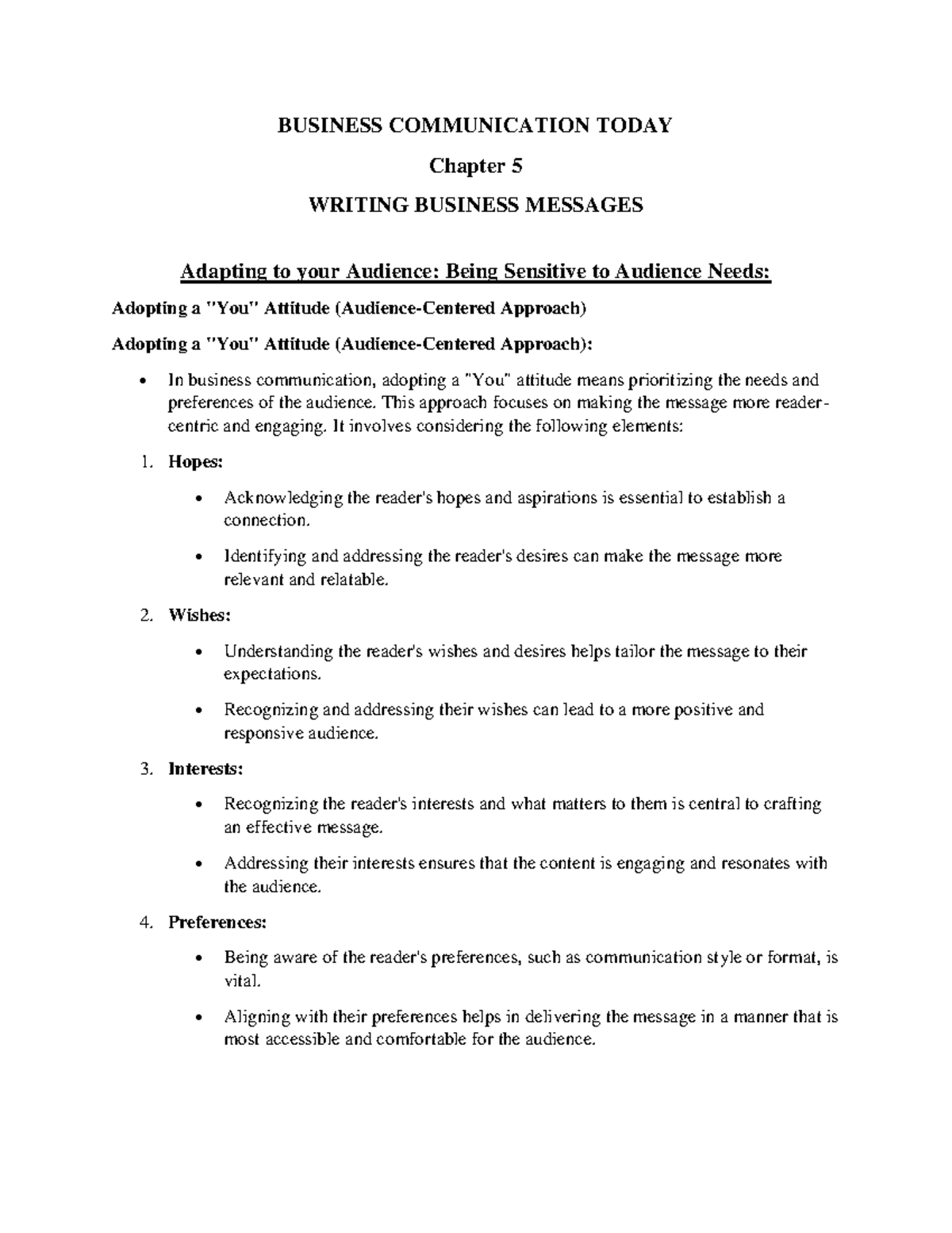 BCRW-Ch5-Notes - BUSINESS COMMUNICATION TODAY Chapter 5 WRITING ...