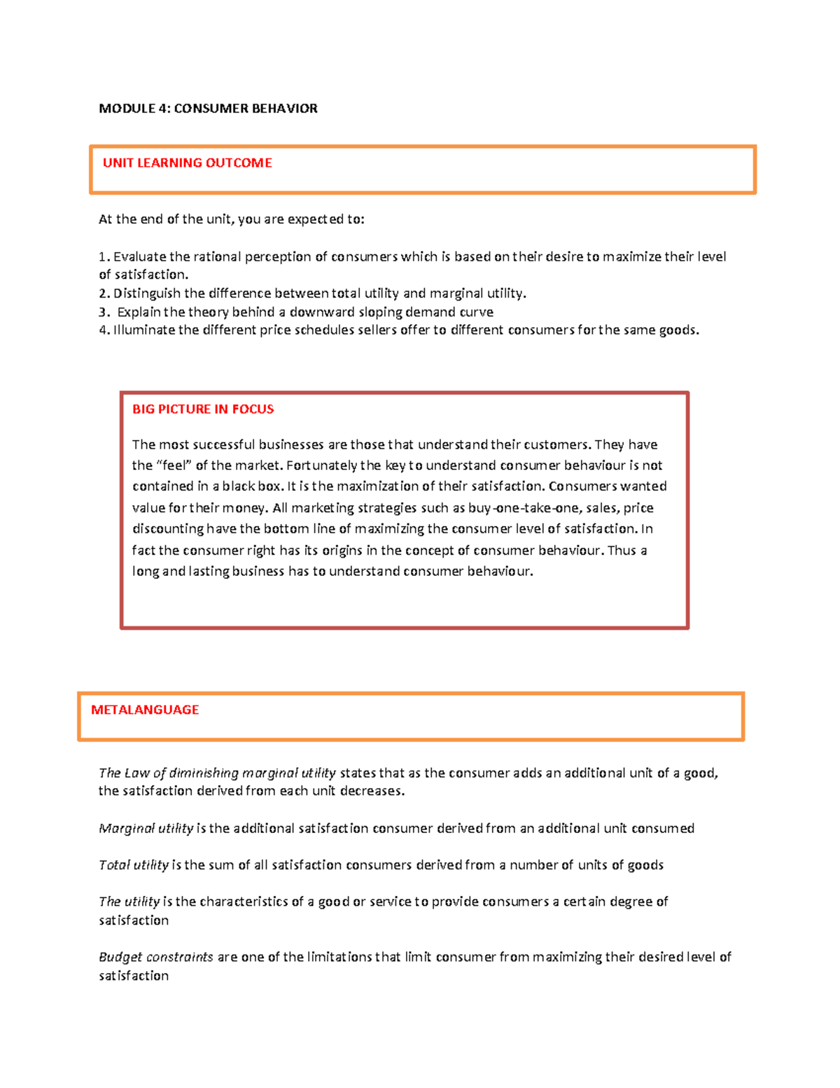 Module 4 Consumer Behavior - MODULE 4: CONSUMER BEHAVIOR At The End Of ...