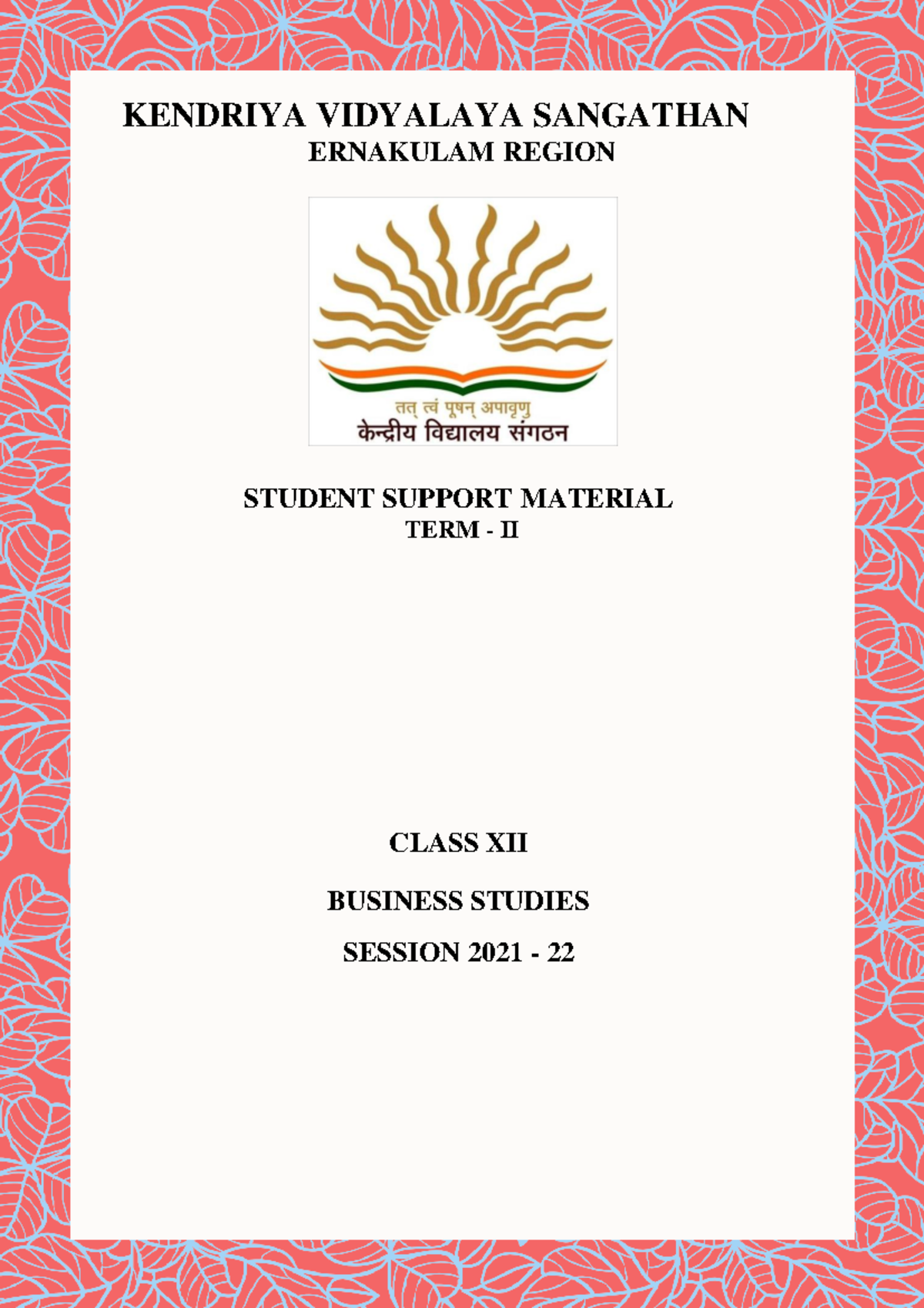 Business Studies Support Material Term 2 - Kendriya Vidyalaya Sangathan 