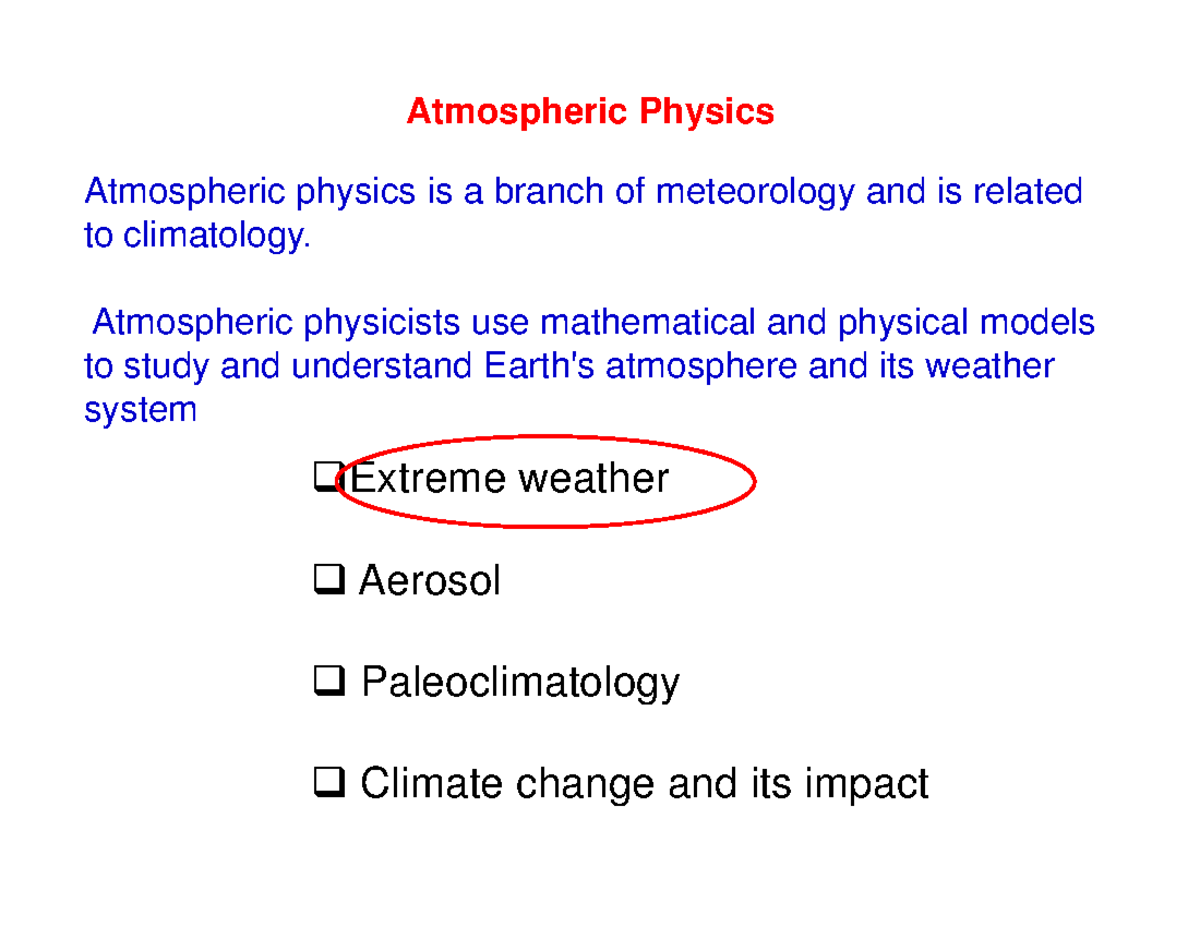 Lecture 1 - MSc Atmospheric Physics-6201 - Atmospheric Physics ...