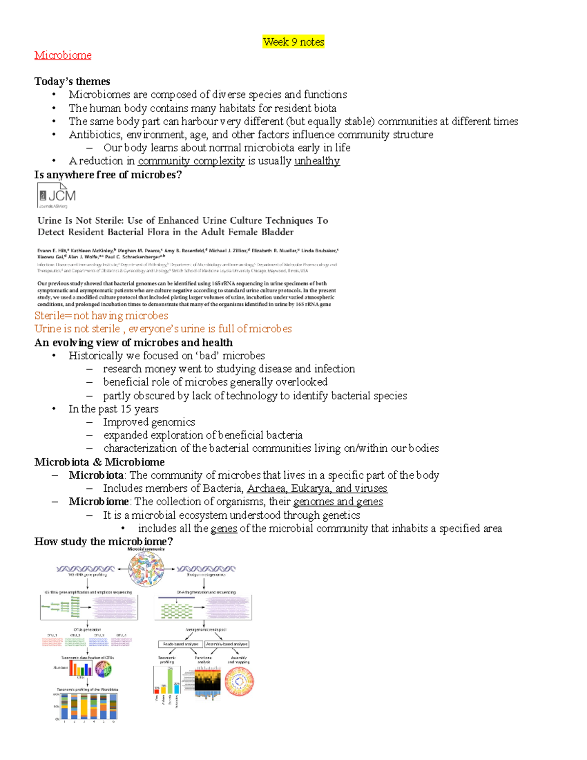 Bio 222 Part 2 - Summary Microbiology - Week 9 Notes Microbiome Today’s ...