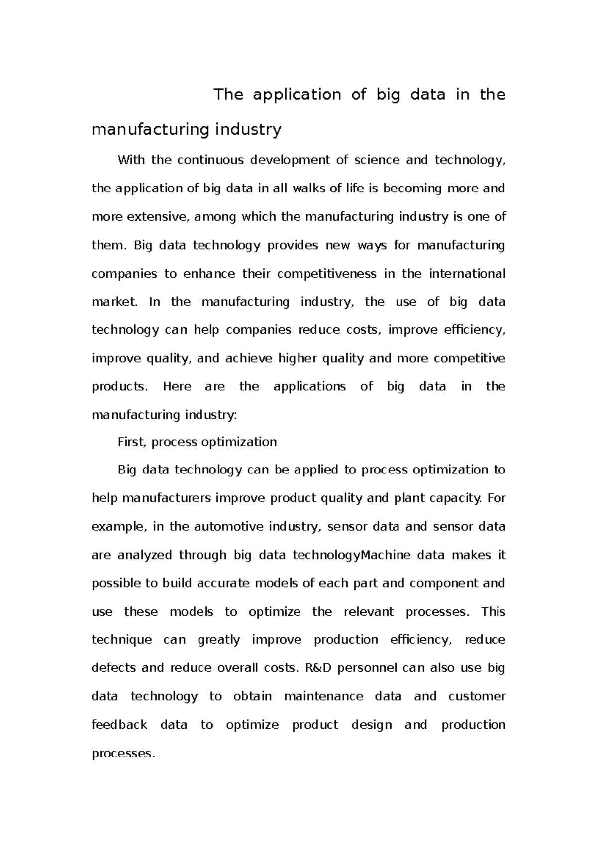 The application of big data in the manufacturing industry - Big data ...