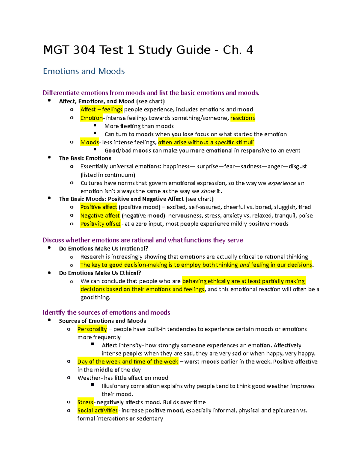 MGT 304 CH 4 Study Guide - Summary Organisational Behaviour ...