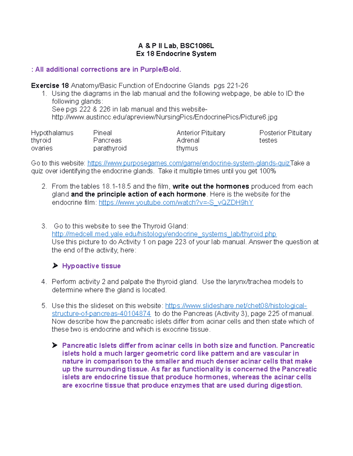 Ap2 ex 18 endocrine system online document 3 - A & P II Lab, BSC1086L ...