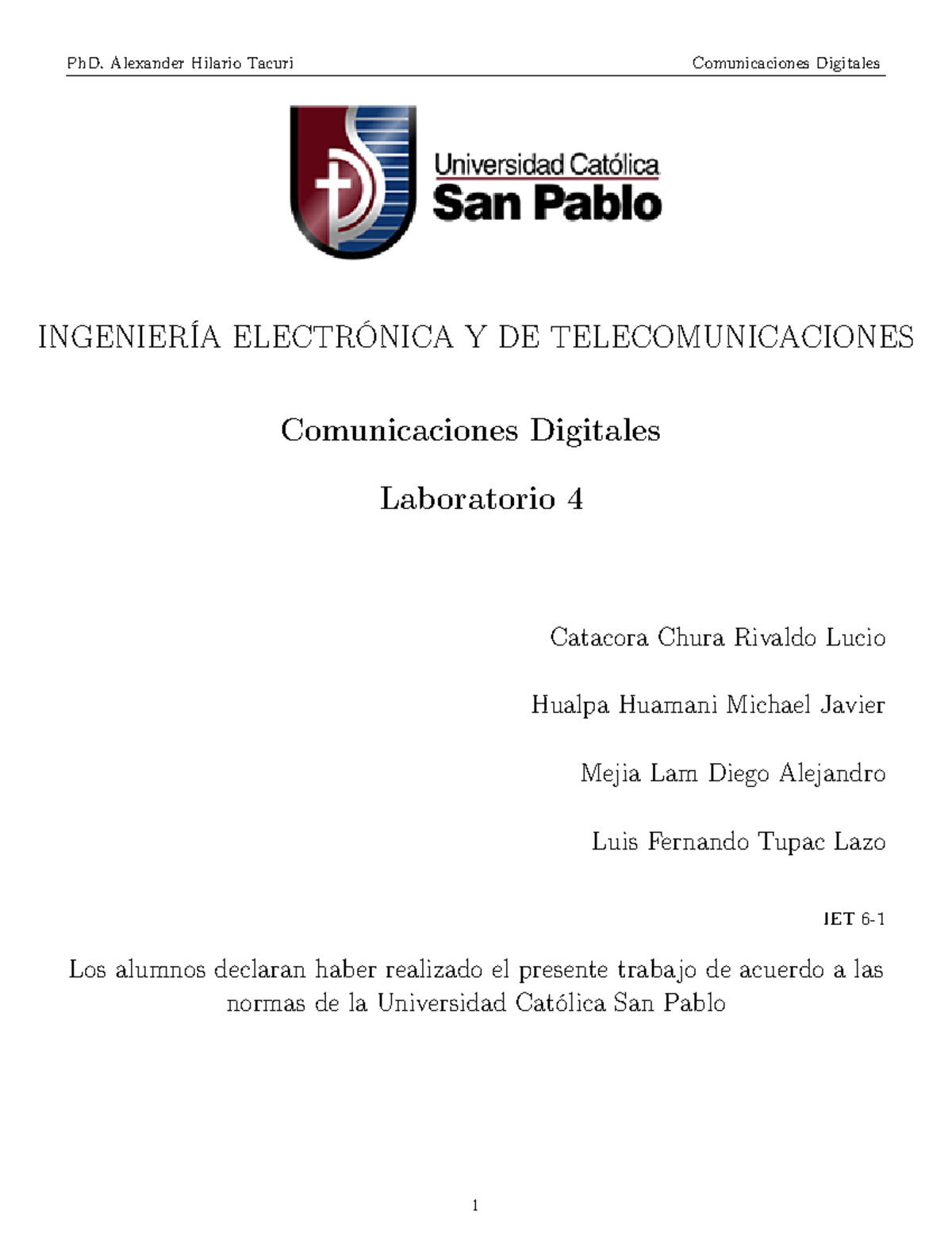 Lab Comunicaciones Digitales Ingenier A Electr Nica Y De Telecomunicaciones Comunicaciones