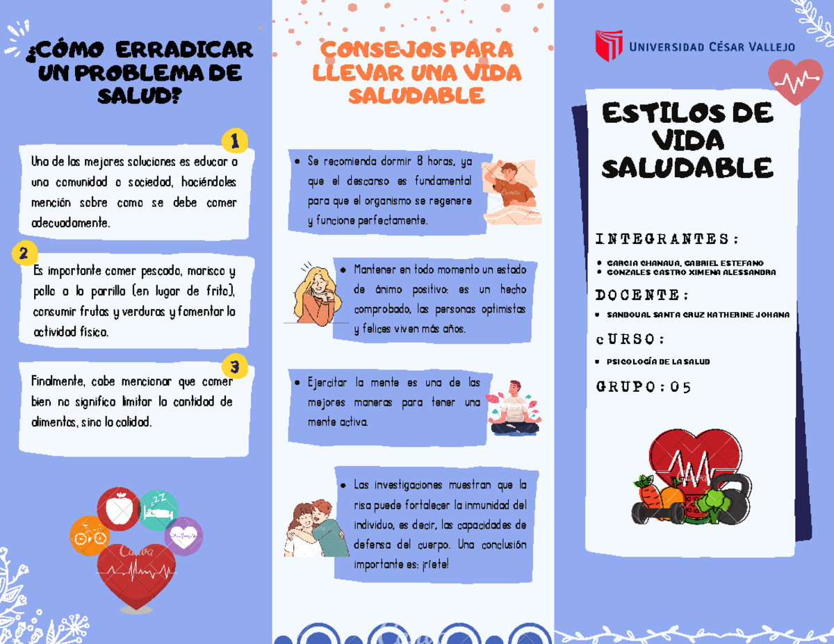 Tríptico Estilo De Vida Saludable Proyecto Ensigna Lola Sánchez