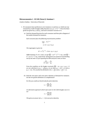 EC202 Course Test 2019-2020 With Solutions - UNIVERSITY OF WARWICK ...