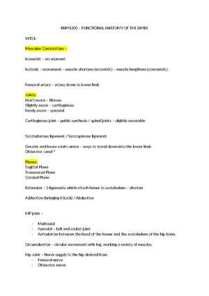 RBM1200 Limb Anatomy Lab with Diagram - RBM1200 Anatomy of the Limbs ...