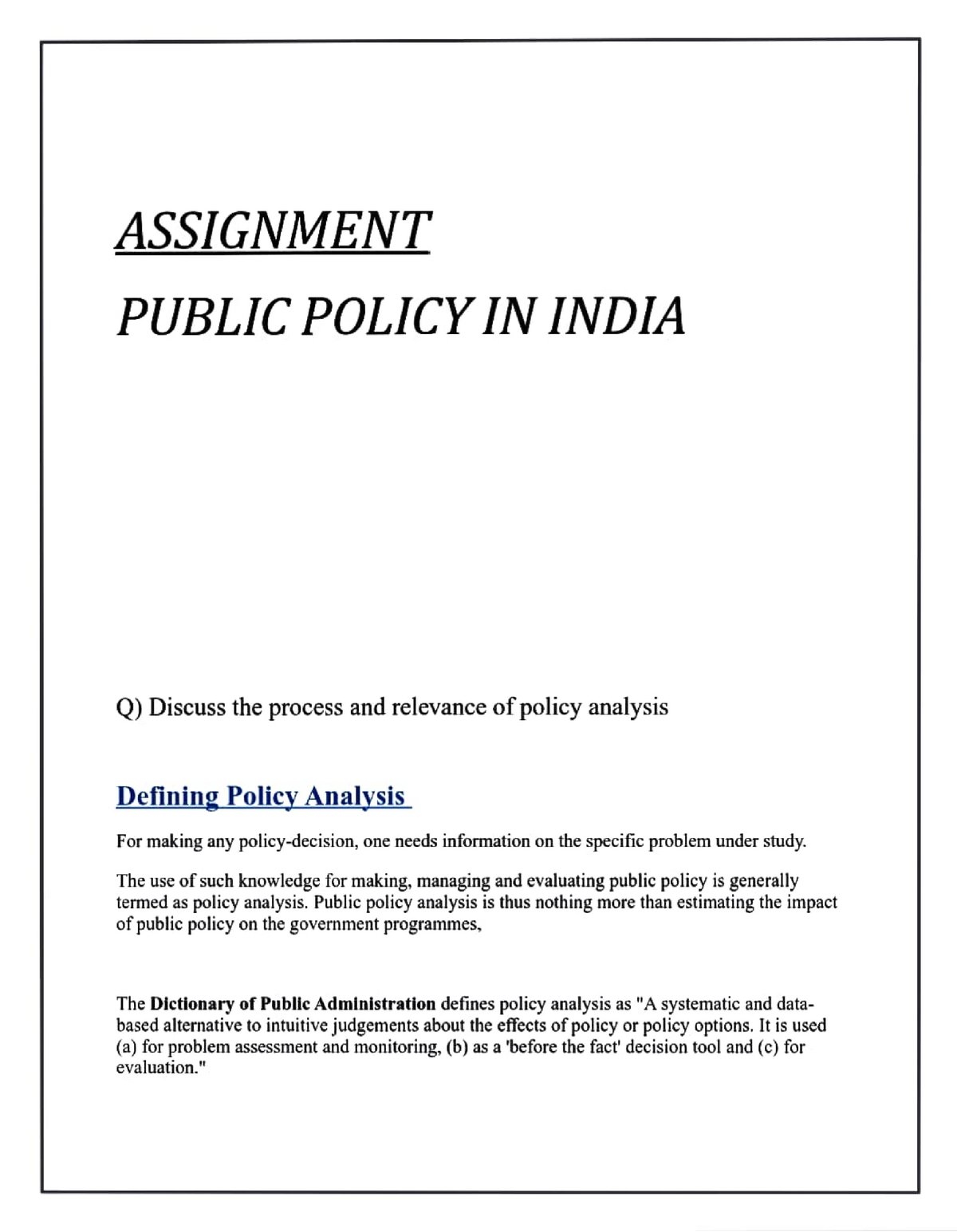 assignment of a policy