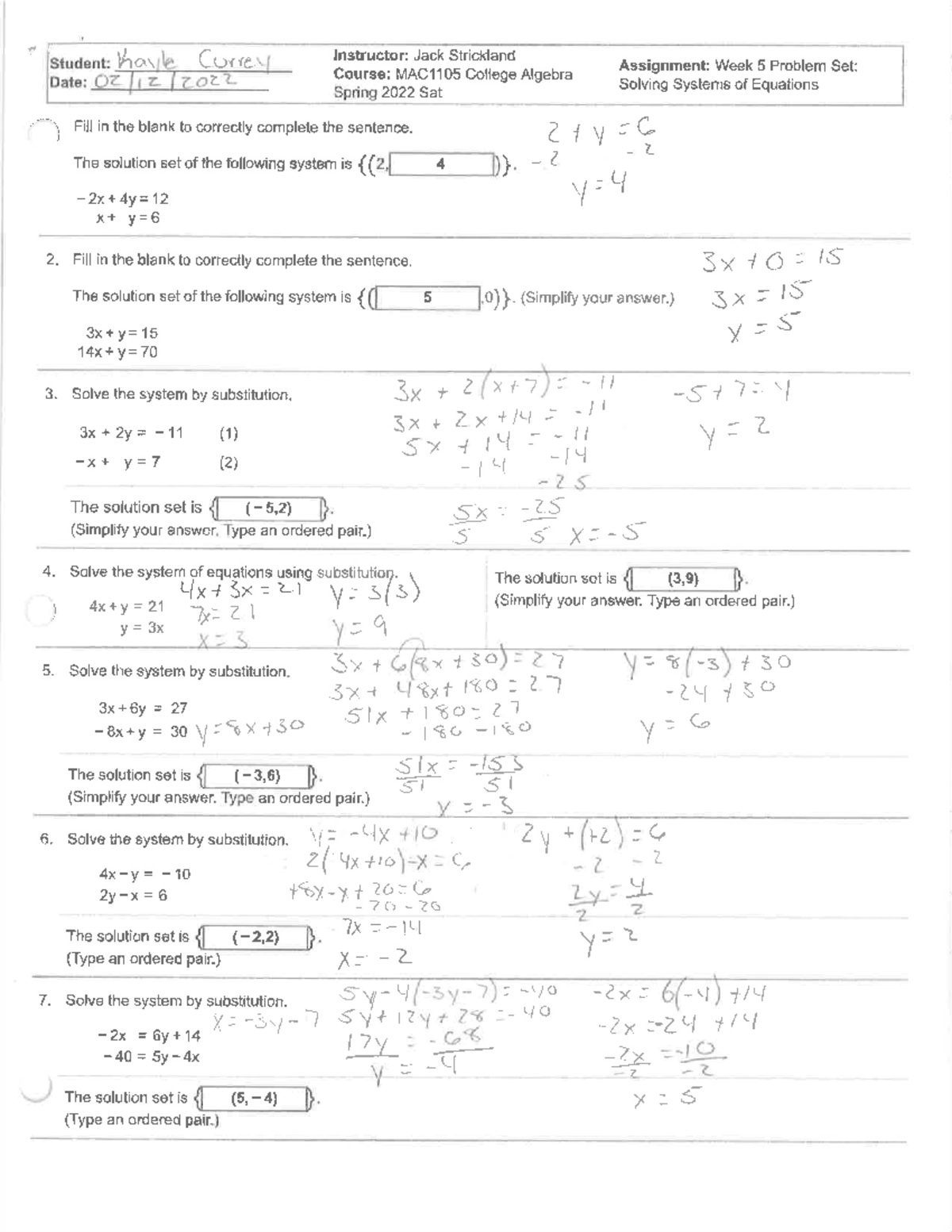 MAC1105 Solving Systems of Equations - MAC 1105 - Studocu