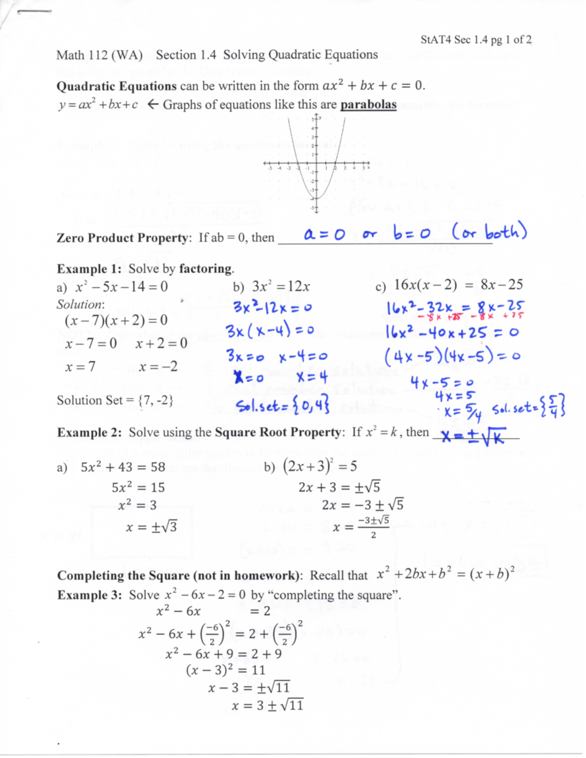 math 112 written homework linear functions