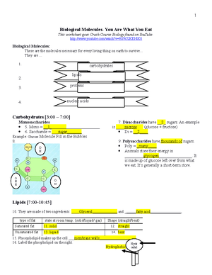 Biological Molecules You Are What You Eat Homework Assignment (1) (2) (1) (7) - 1 Biological - Studocu Biological Molecules You Are What You Eat Homework Assignment (1) (2) (1) (7) - 1 Biological - Studocu