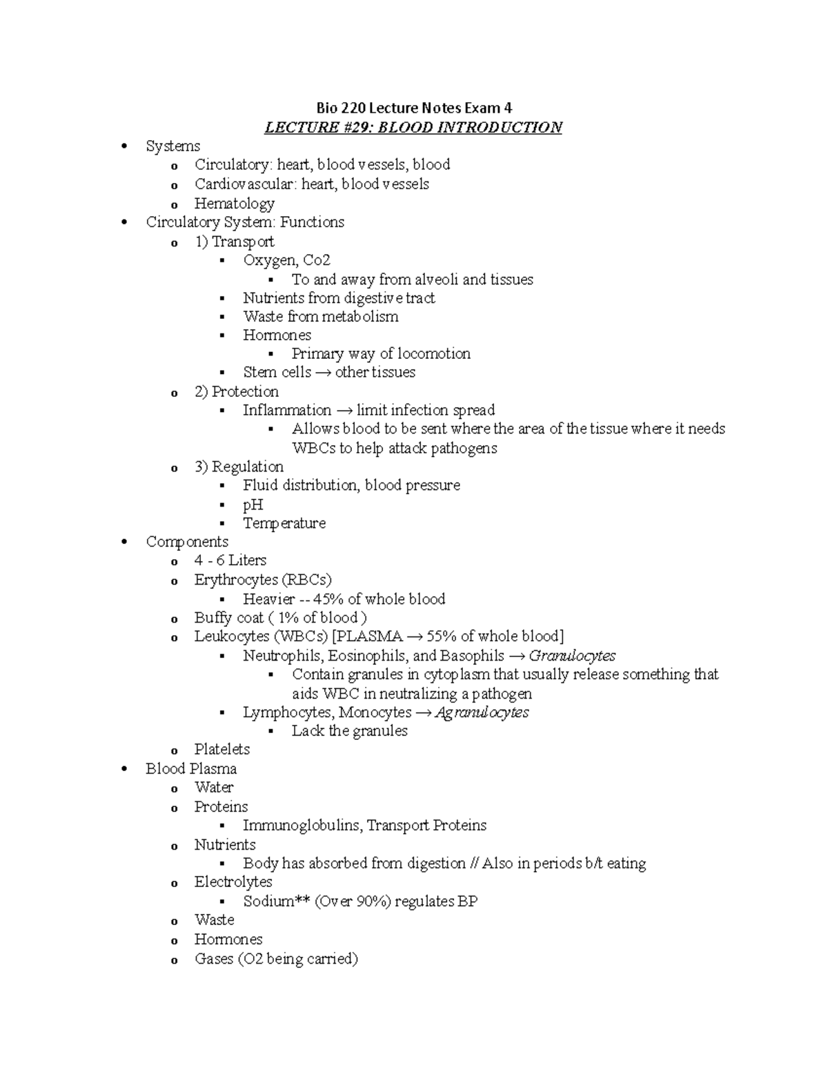 Bio 220 Lecture Notes Exam 4 Bio 220 Lecture Notes Exam 4 LECTURE 29