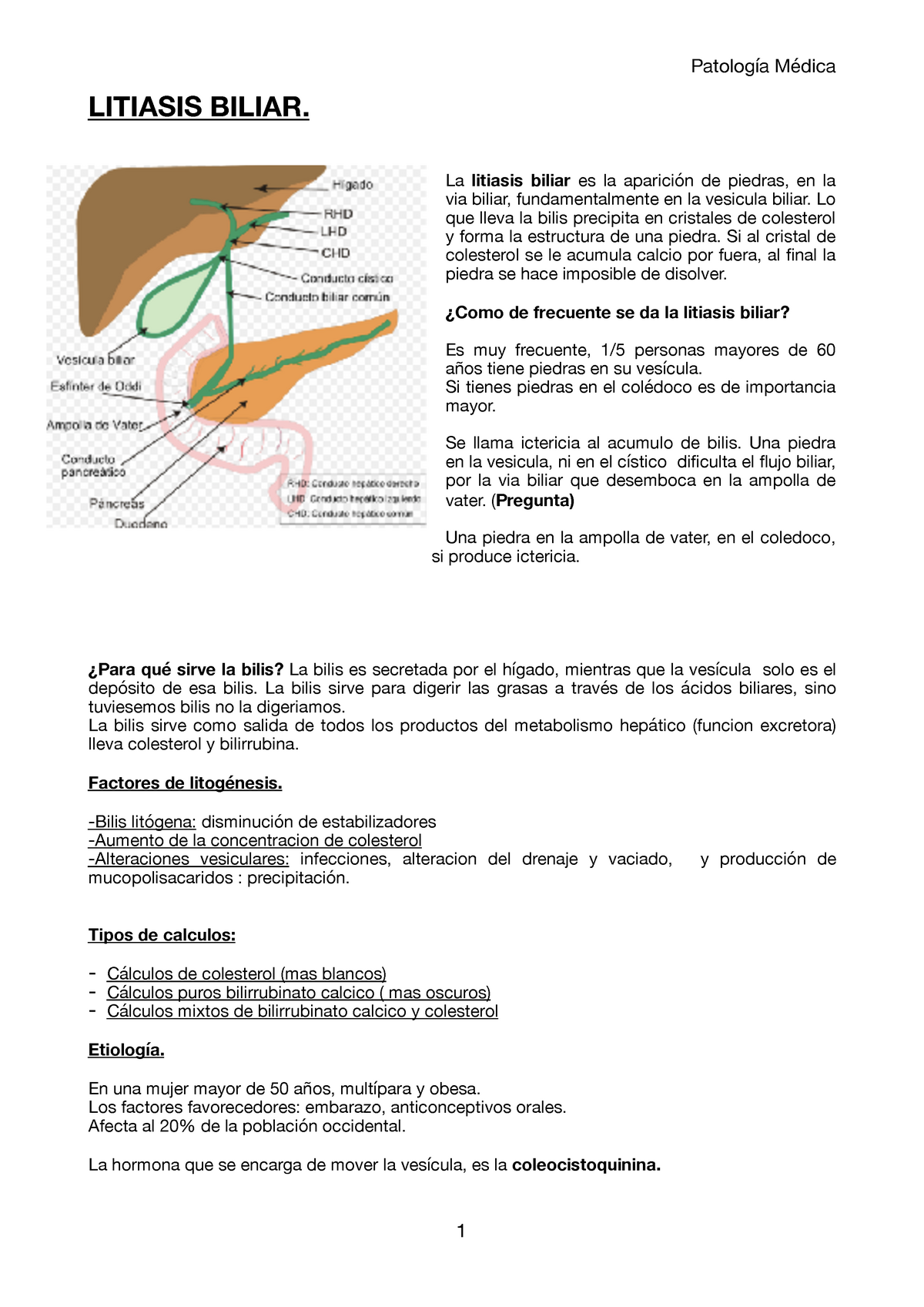 Litiasis Biliar - LITIASIS BILIAR. La Litiasis Biliar Es La De Piedras ...