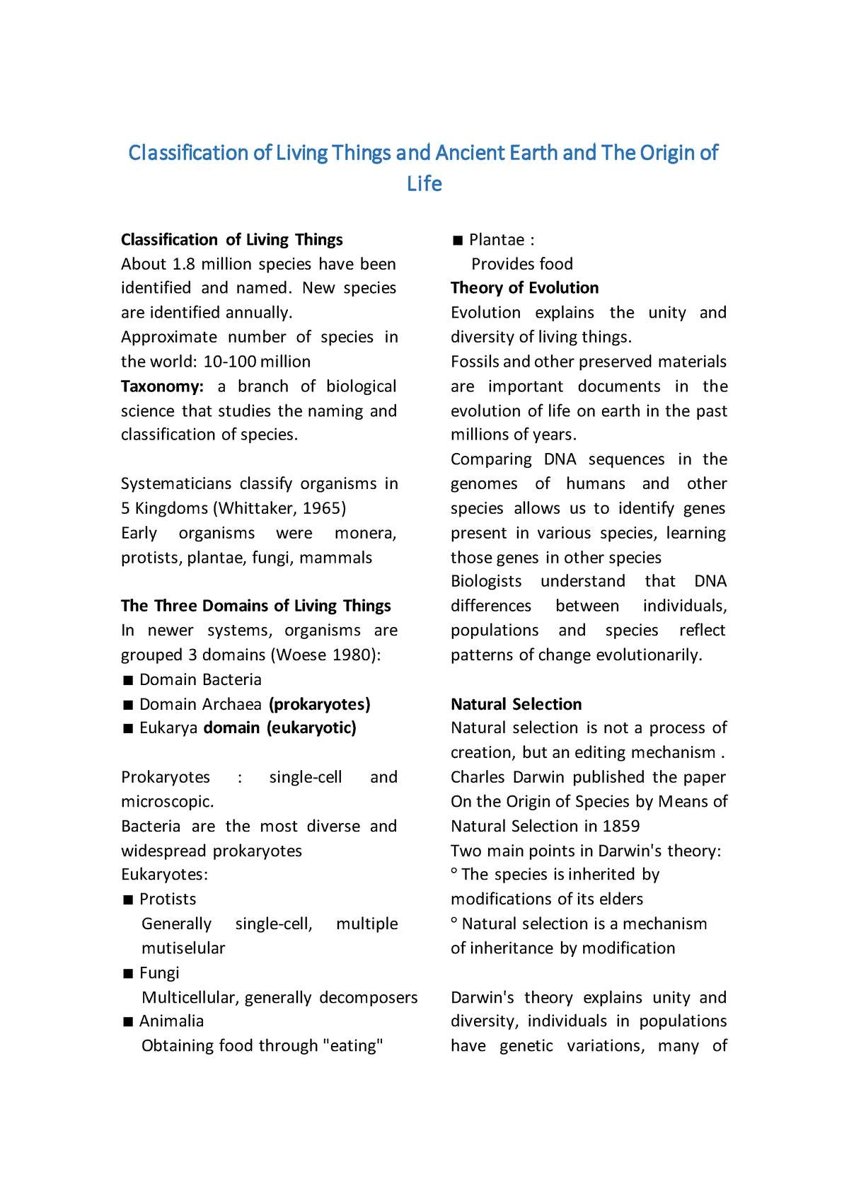 classification-of-living-things-and-ancient-earth-and-the-origin-of