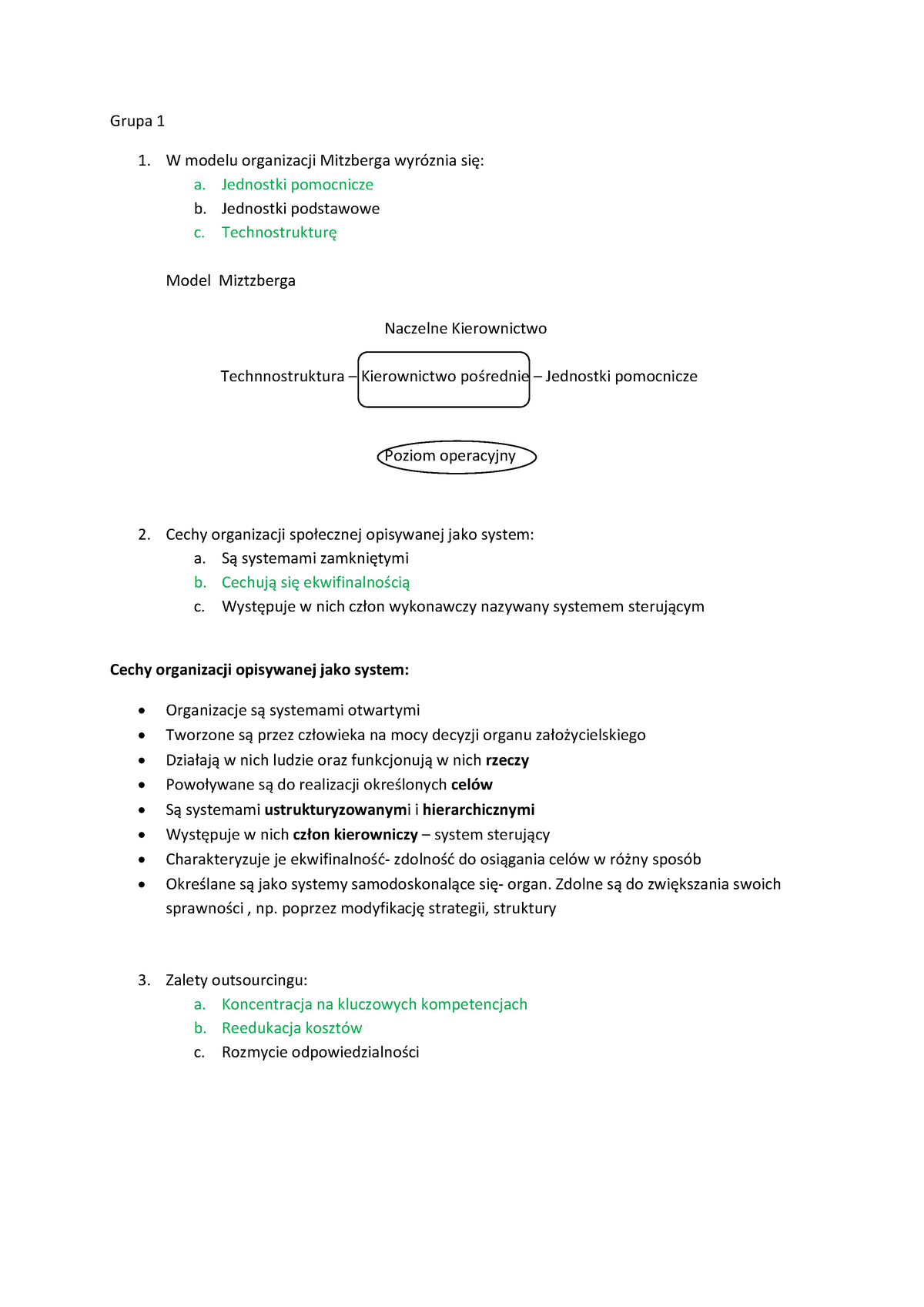 Nauki O Organizacji-egzamin - Grupa 1 W Modelu Organizacji Mitzberga ...