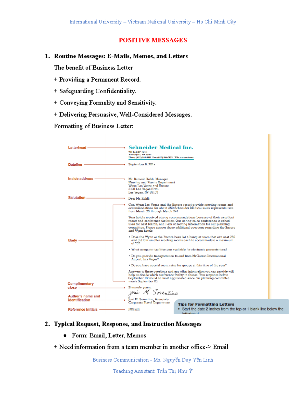 Summary Positive And Negative Message - Business Communication - Studocu