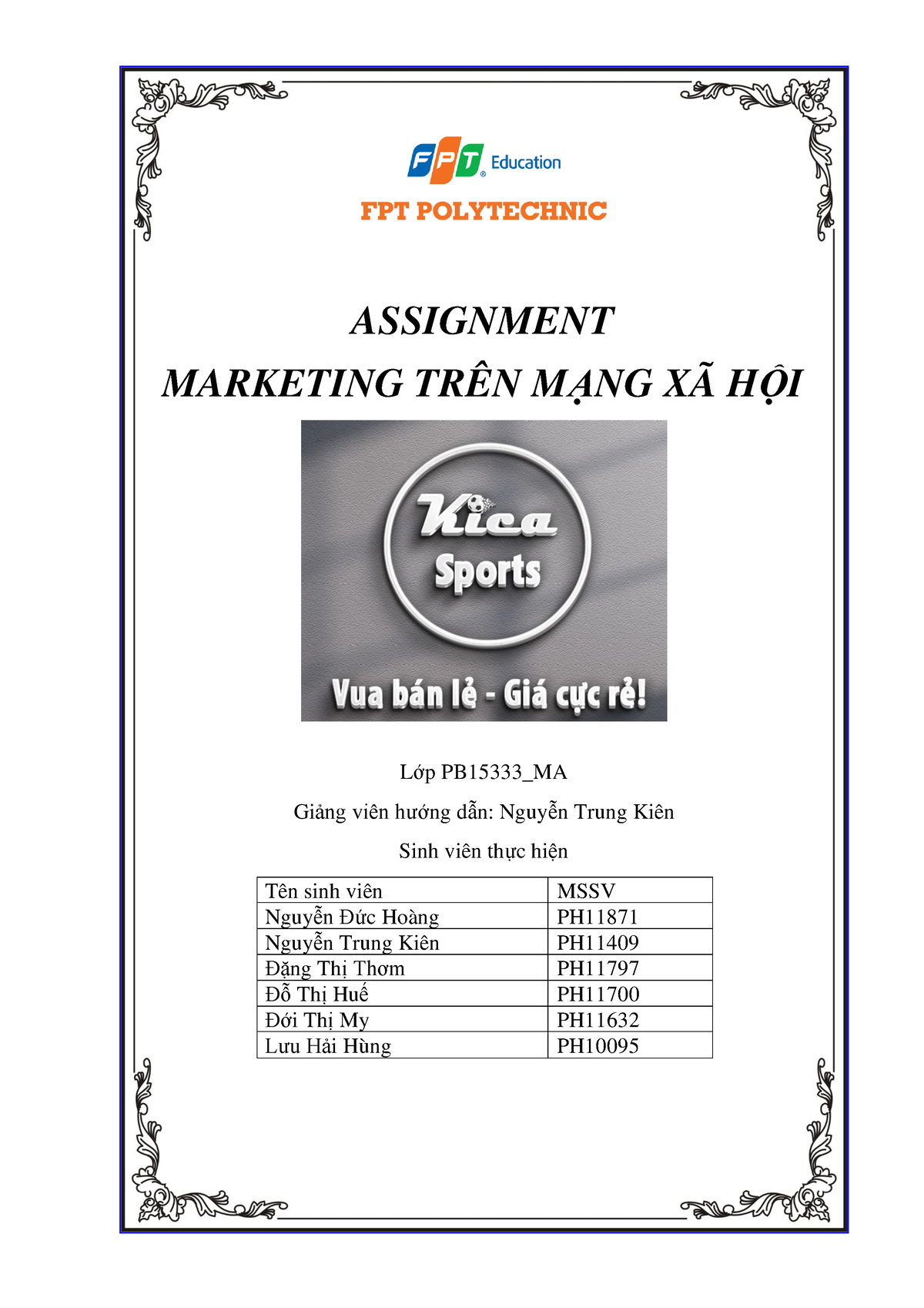 ASM-MKT-MXH - Asm Marketing Mạng Xã Hội - Cao đẳng FPT - ASSIGNMENT ...