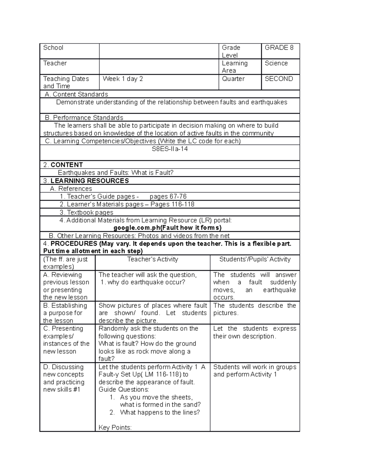 S8ES IIa 14 Earthquakes and Faults How does it generate - School Grade ...