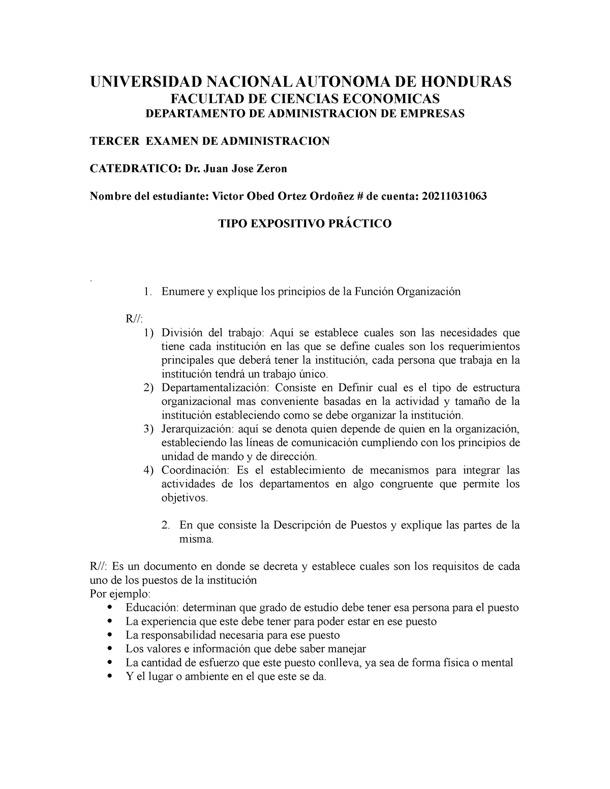 Tercer Examen B DE Administracion Victor Ortez - UNIVERSIDAD NACIONAL ...