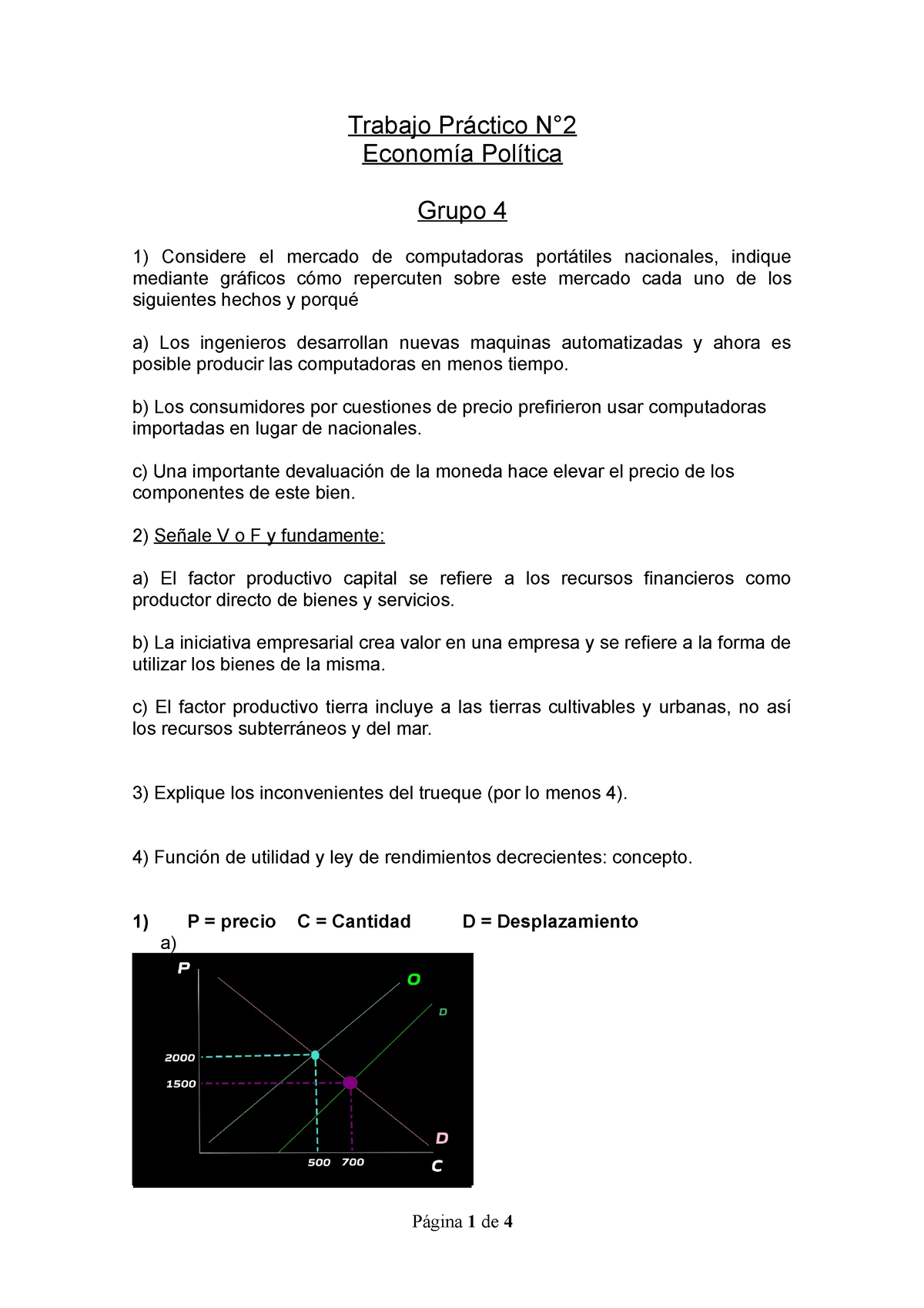 Tp Nº2 Economía Política Grupo 4 Trabajo Práctico N° Economía Política Grupo 4 Considere El