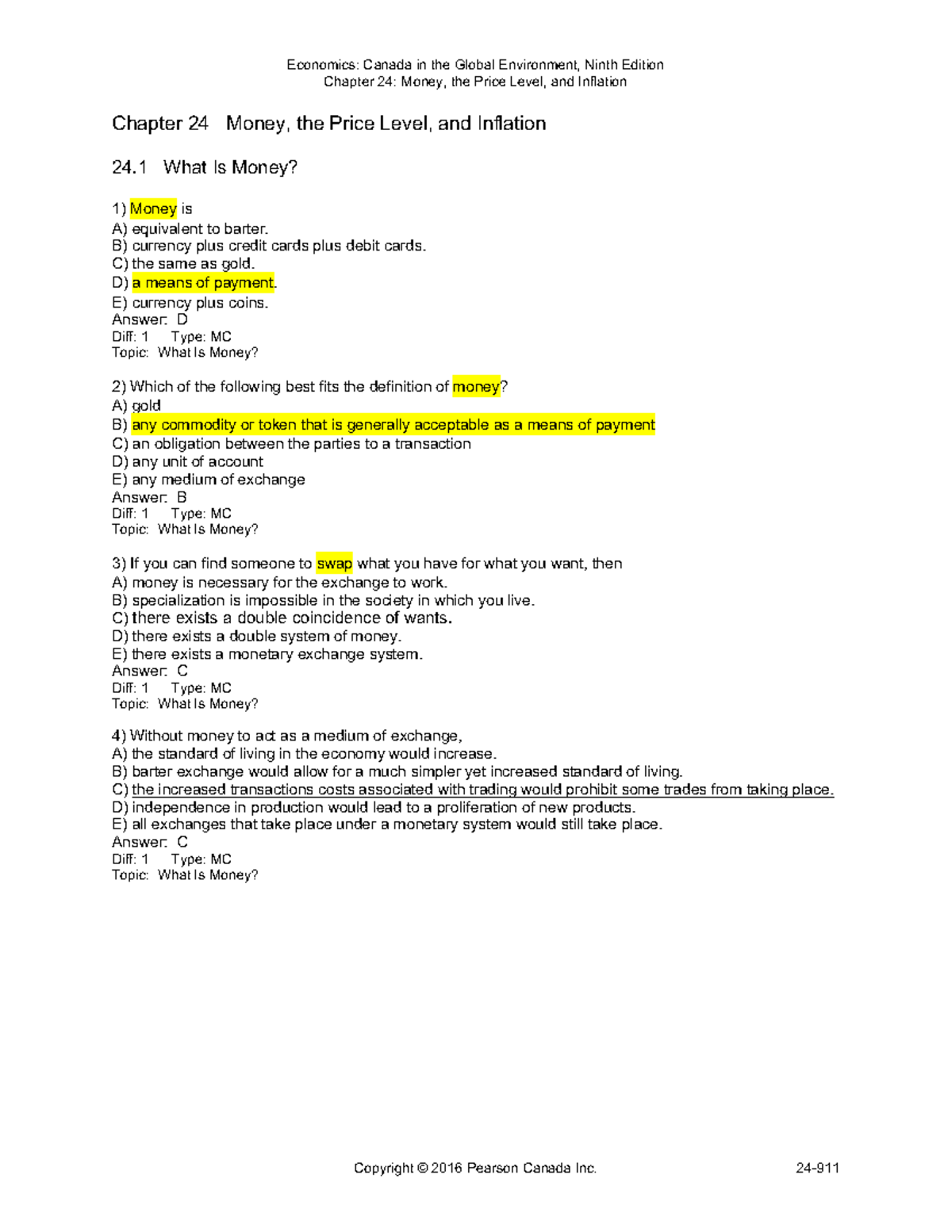 Econ Chapter 8 Practice - Chapter 24: Money, The Price Level, And ...