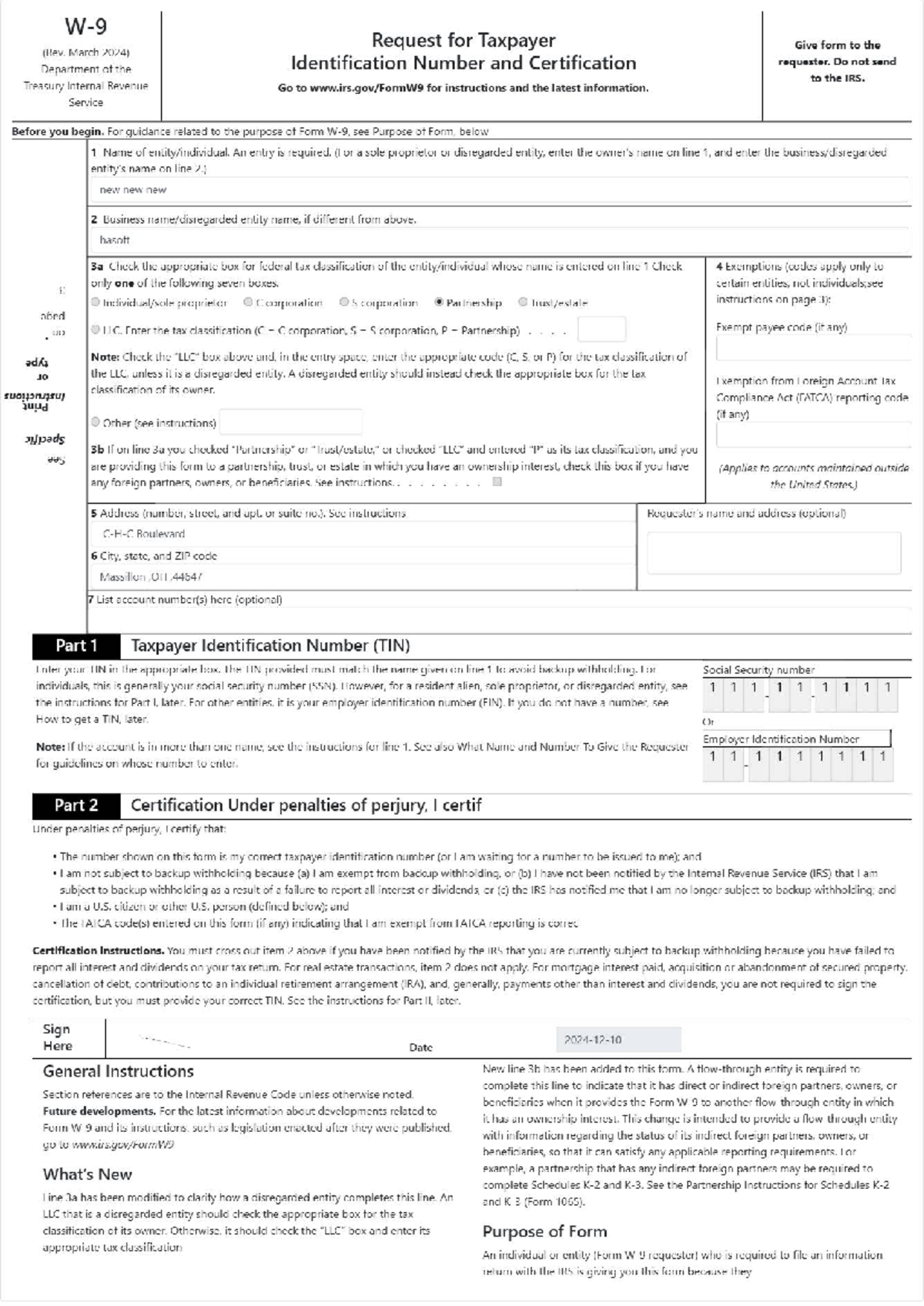 W9Form (76) - cvbgdf - Request for Taxpayer Give form to the (Rev ...