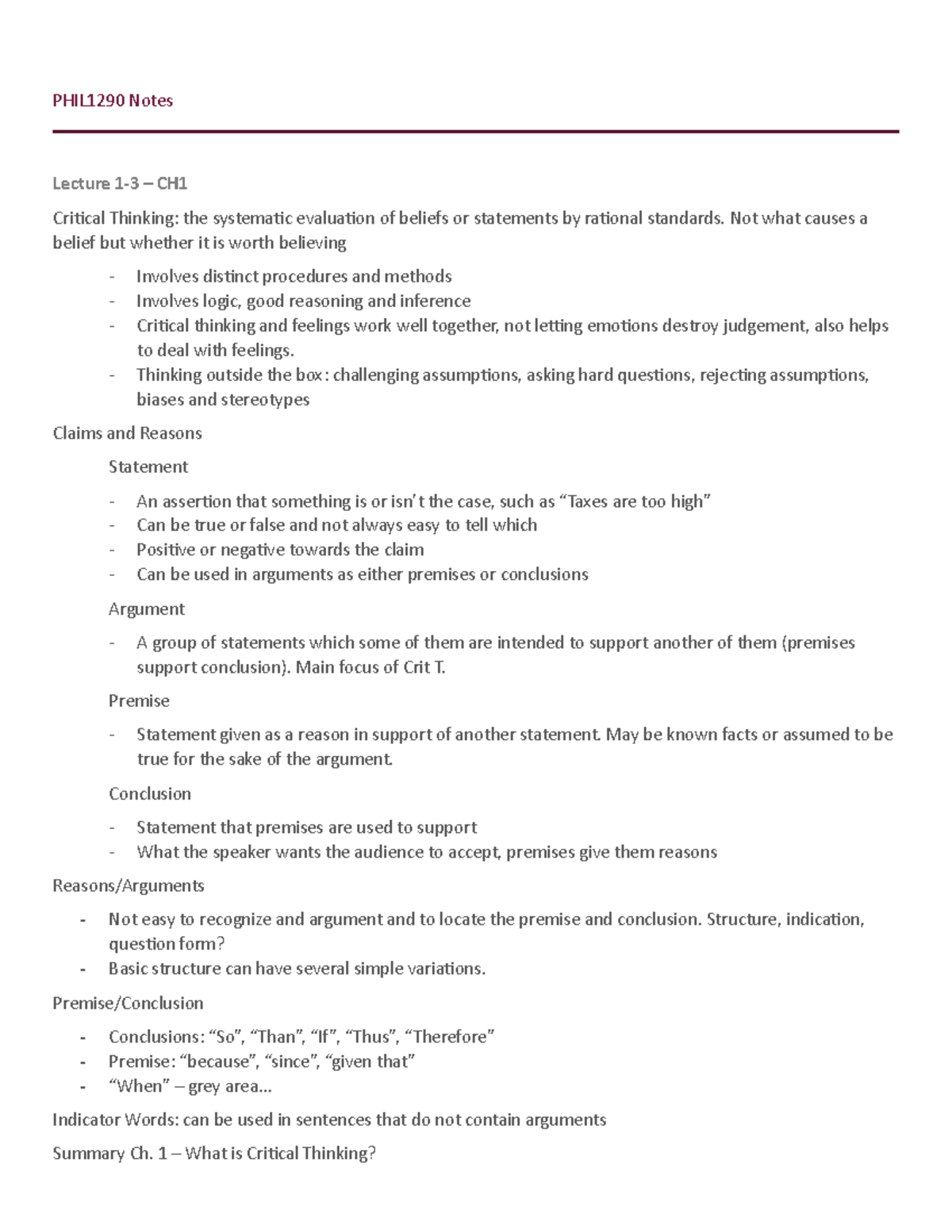 Critical thinking chapter 2 summary picture