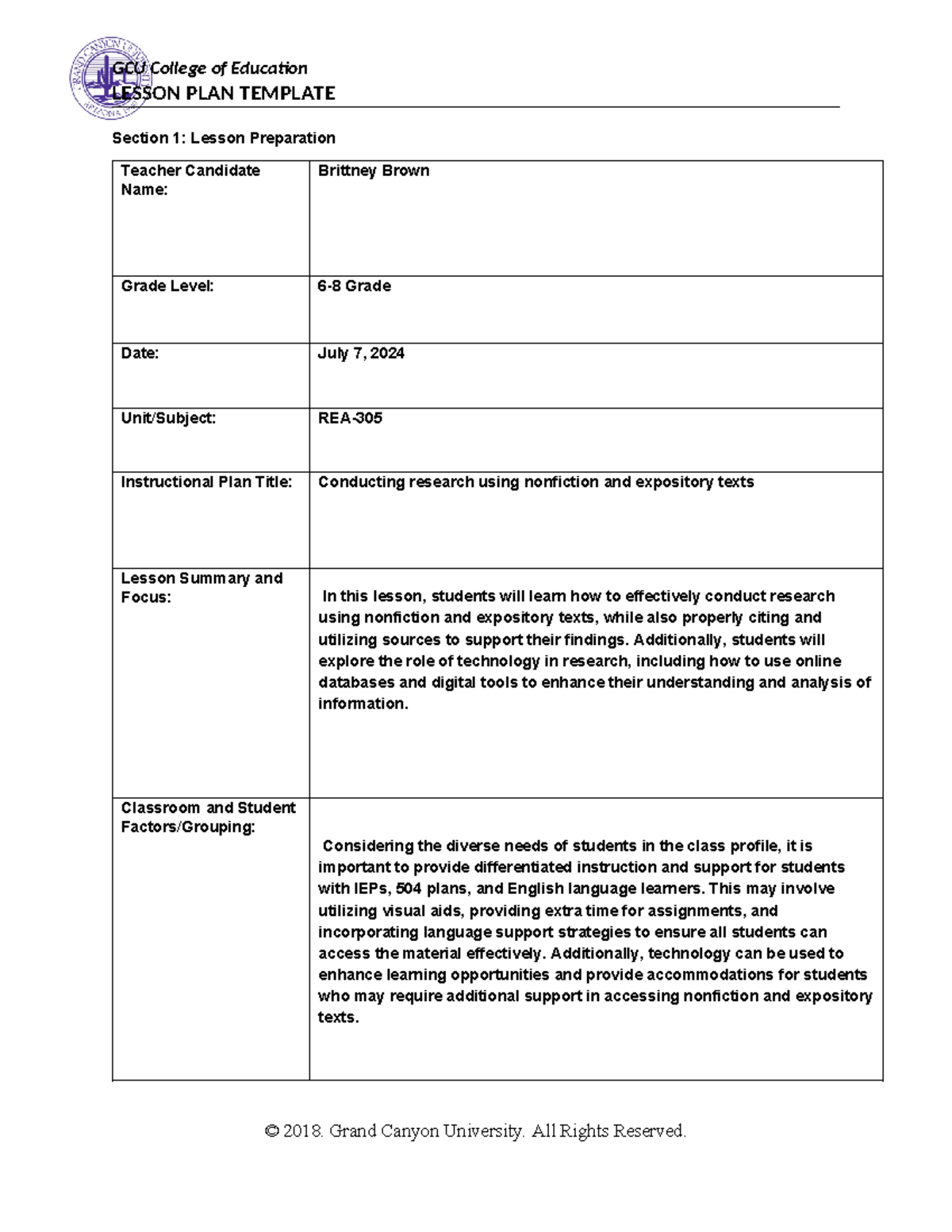 child literature - week 5 COE lesson plan template REA-305 - LESSON ...