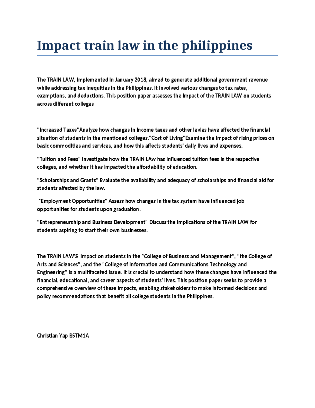 Impact train law in the philippines - It involved various changes to ...