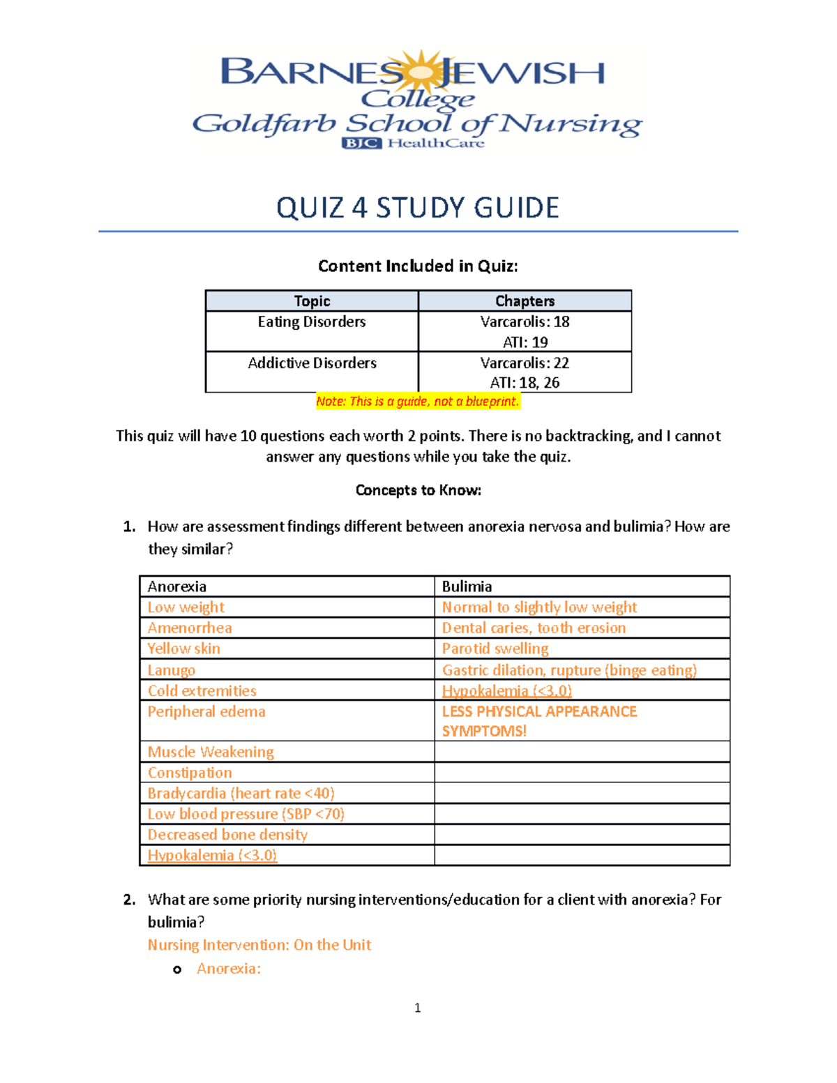 Psych Quiz 4 Study Guide QUIZ 4 STUDY GUIDE Content Included in Quiz