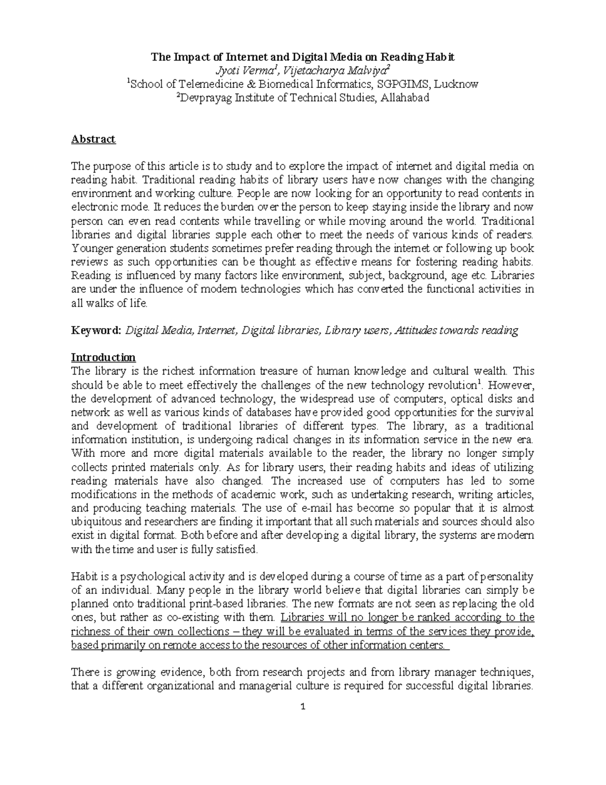 01 The Impact Internet and Digital Media on Reading Habit - The Impact ...
