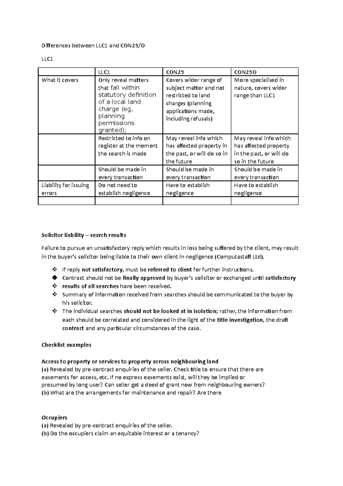 Reading Notes - WS 3 - Differences between LLC1 and CON29/O LLC LLC1 ...