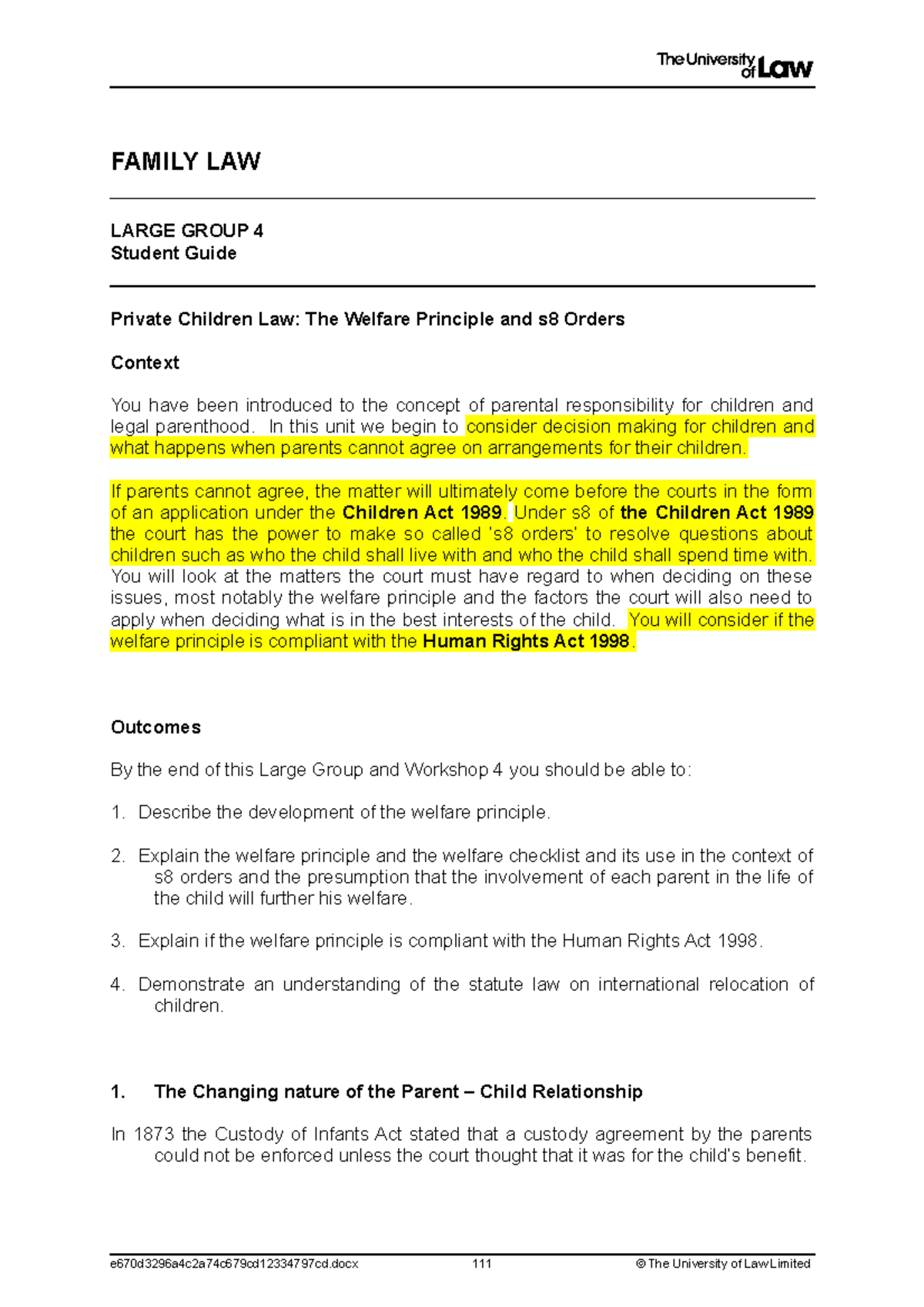 LG4 - family law - LG4 - FAMILY LAW LARGE GROUP 4 Student Guide Private ...