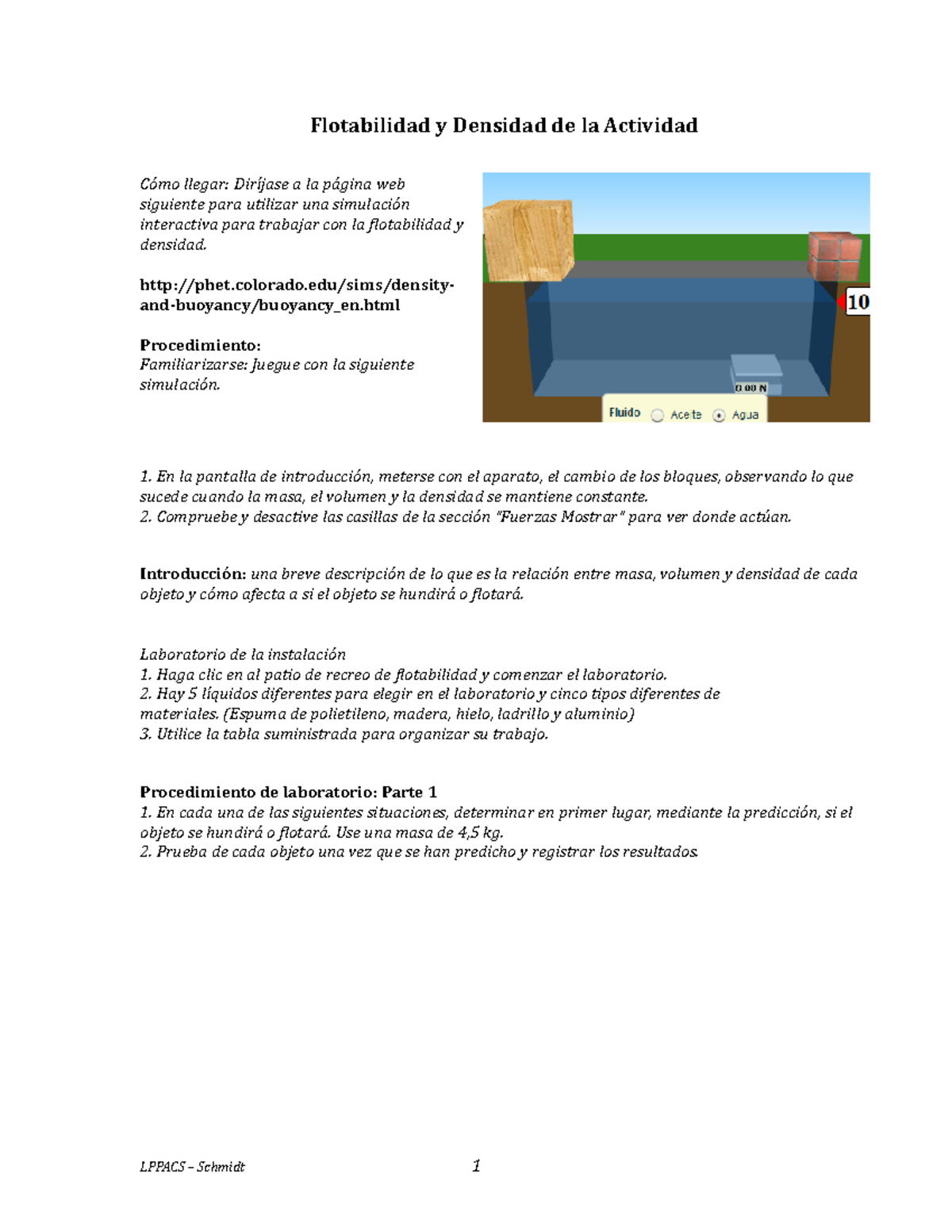 Ch8 Buoyancy Activity 1 .es - Flotabilidad Y Densidad De La Actividad ...